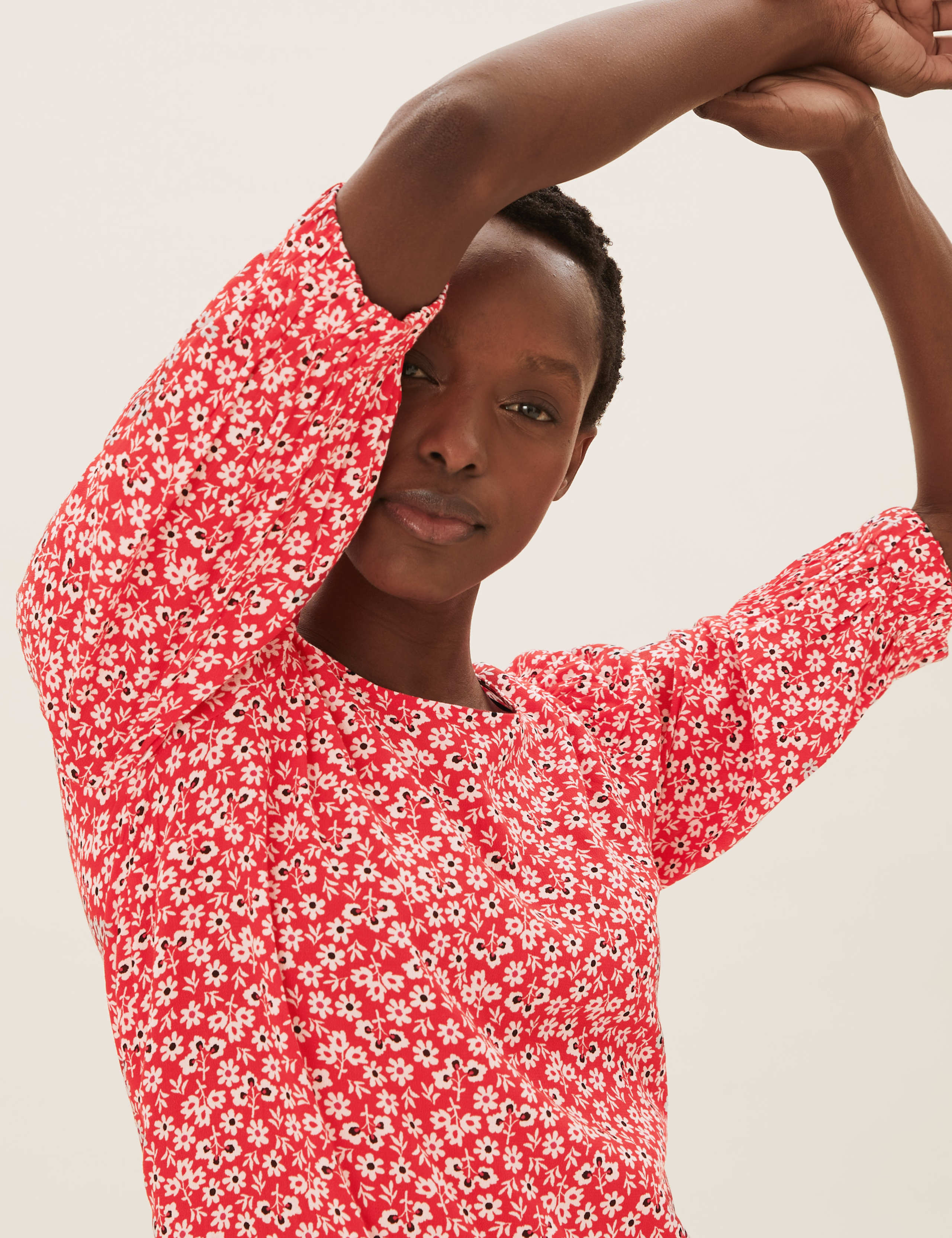 Ditsy Floral Puff Sleeve Blouse 1 of 4