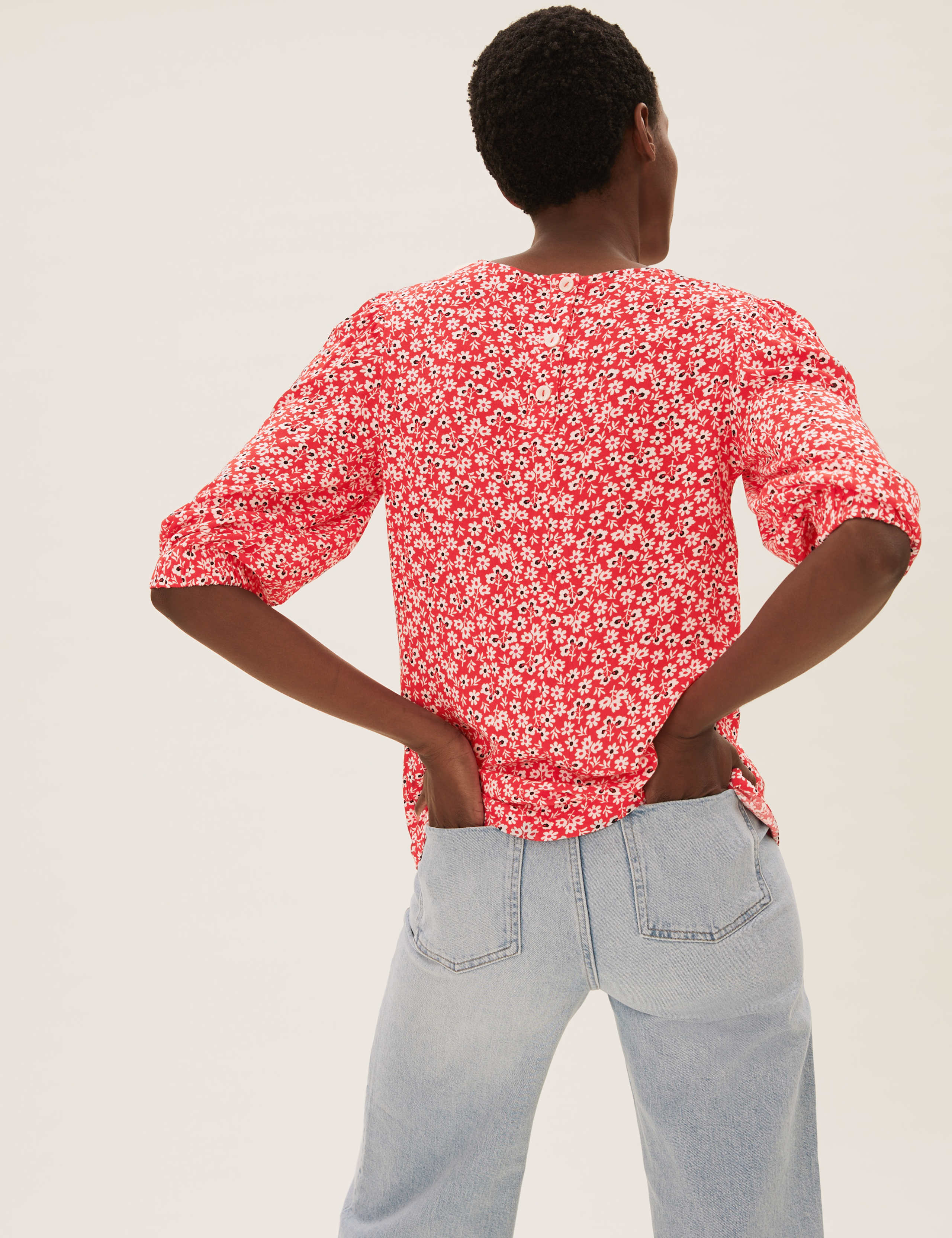 Ditsy Floral Puff Sleeve Blouse 4 of 4
