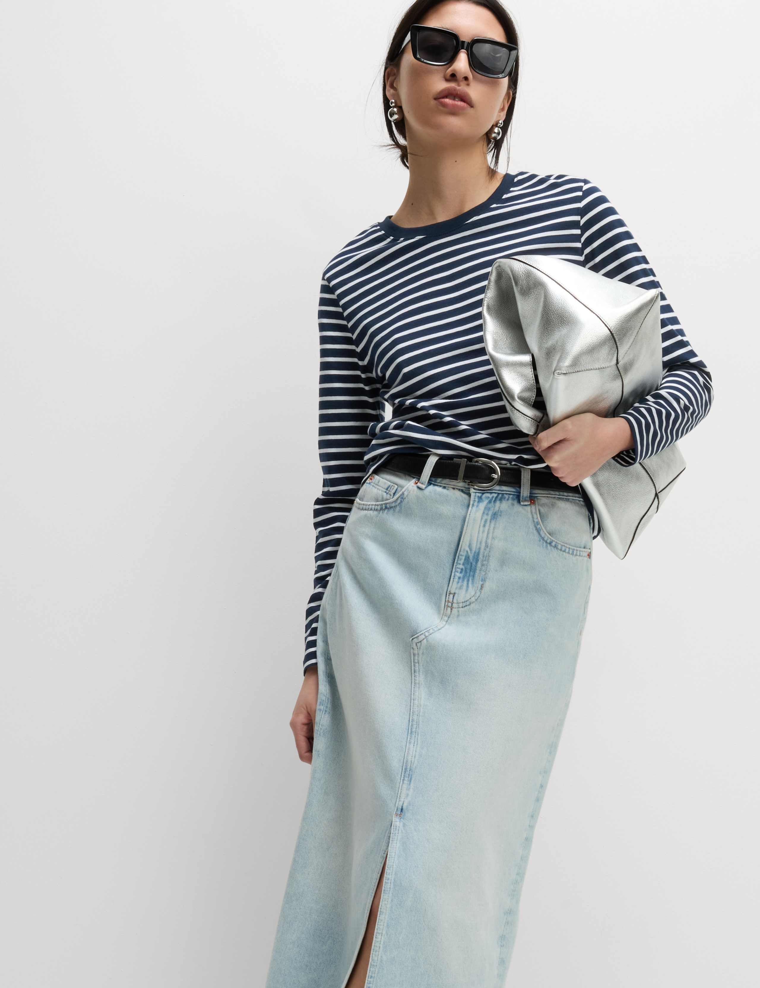 Pure Cotton Striped Crew Neck T-Shirt 4 of 5