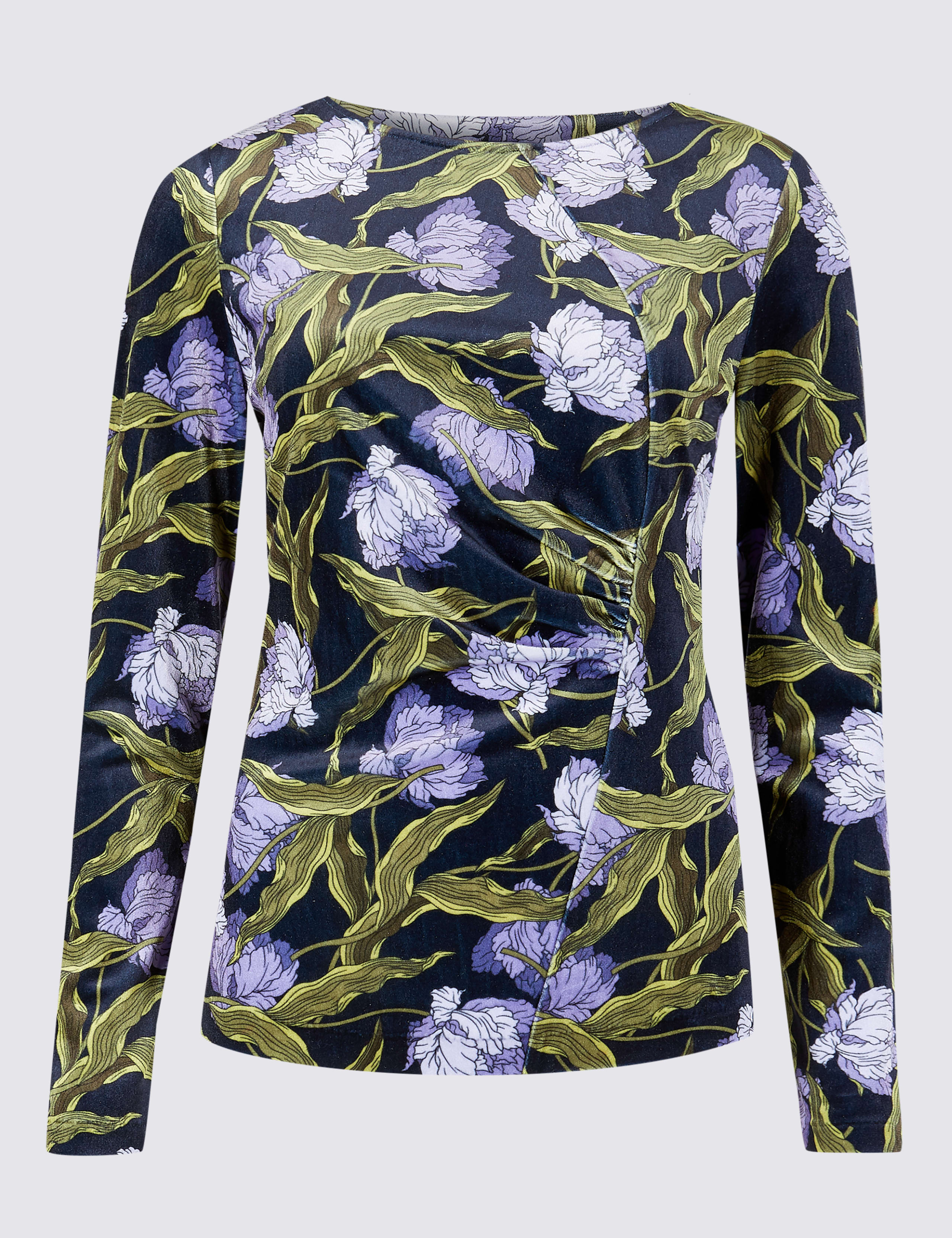 Floral Print Velvet Long Sleeve Top 2 of 4