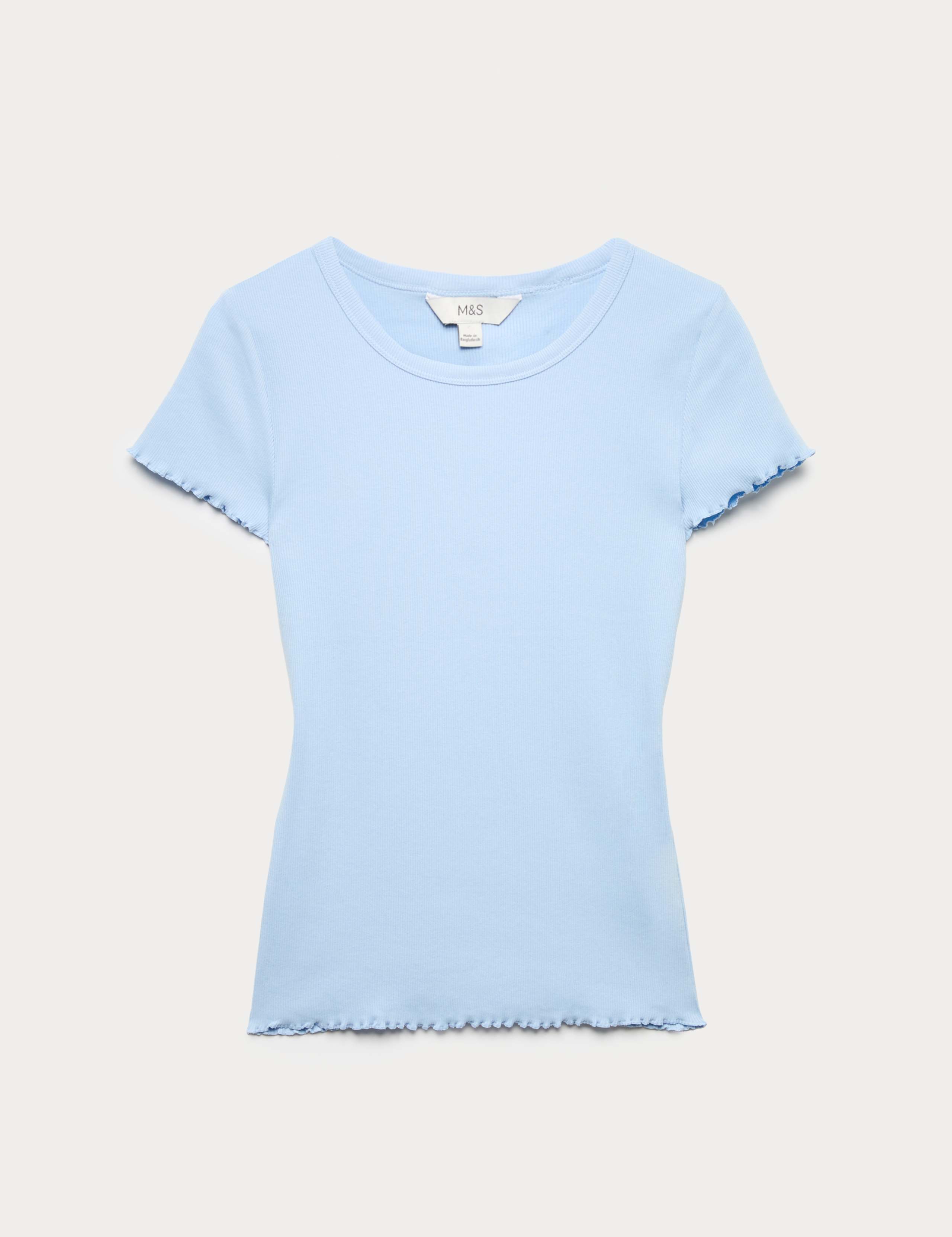 Cotton Rich Ribbed Lettuce Edge T-Shirt 2 of 4