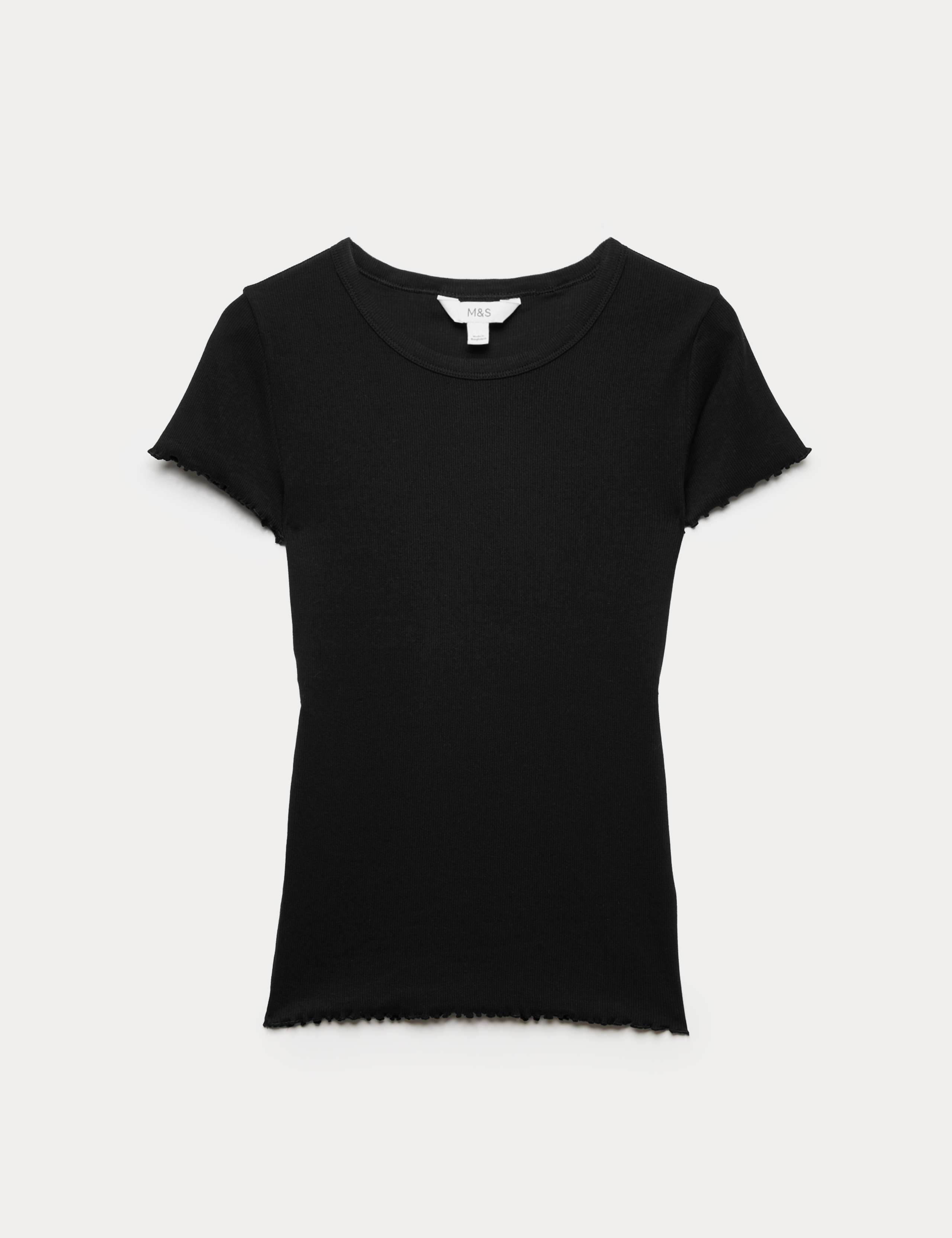 Cotton Rich Ribbed Lettuce Edge T-Shirt 2 of 4