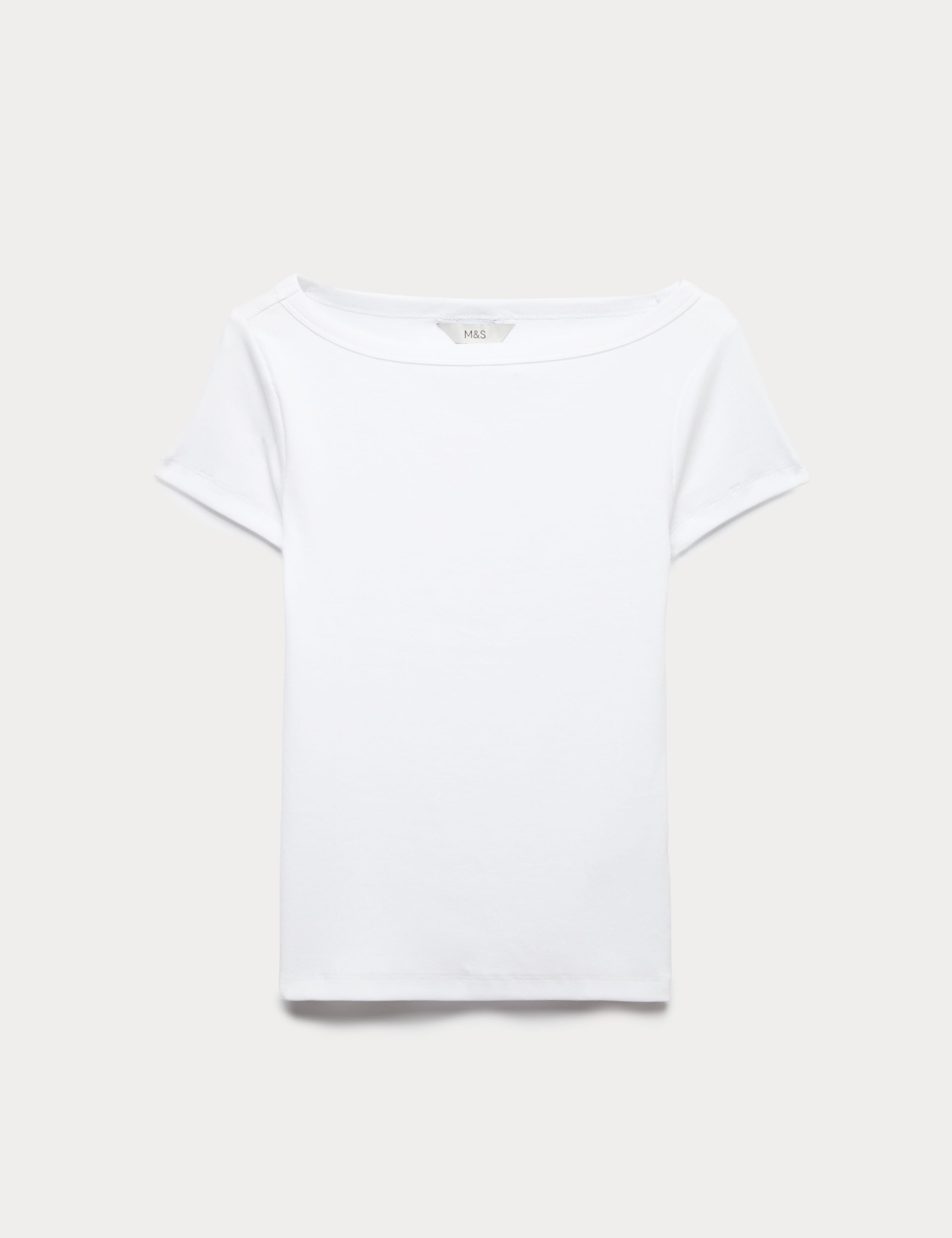 Cotton Rich Ribbed Slash Neck T-Shirt 2 of 4