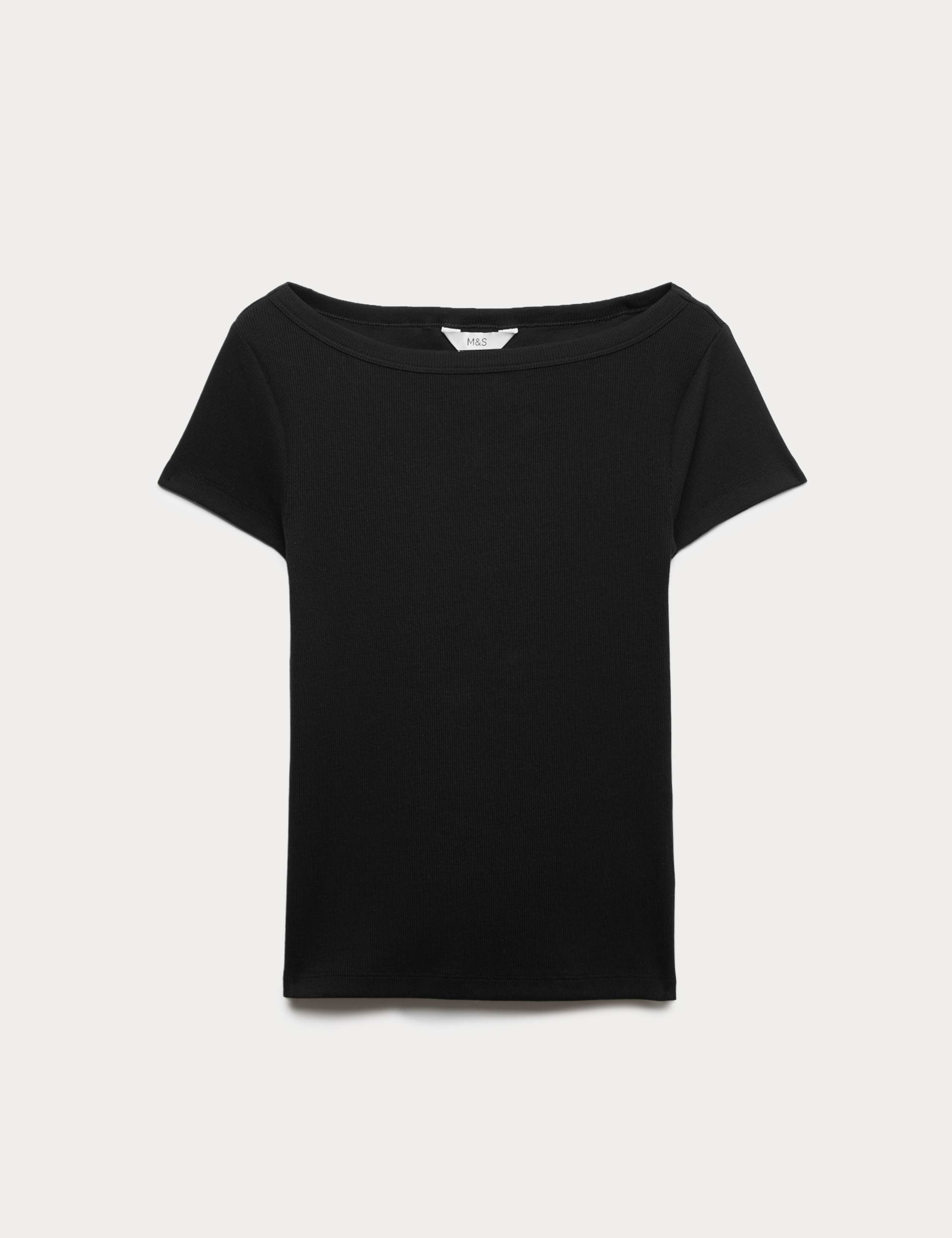 Cotton Rich Ribbed Slash Neck T-Shirt 2 of 4