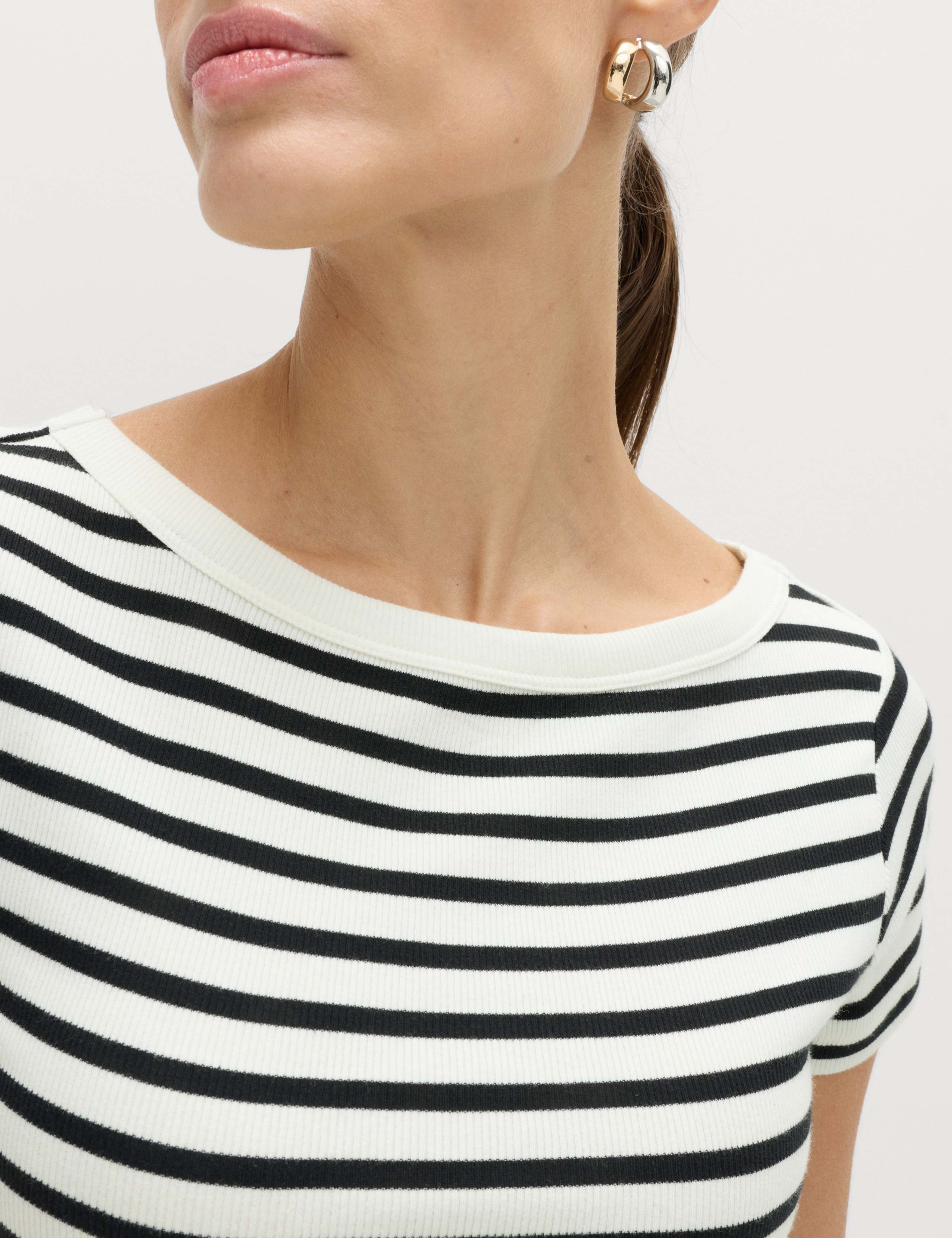 Cotton Rich Ribbed Slash Neck T-Shirt 3 of 4