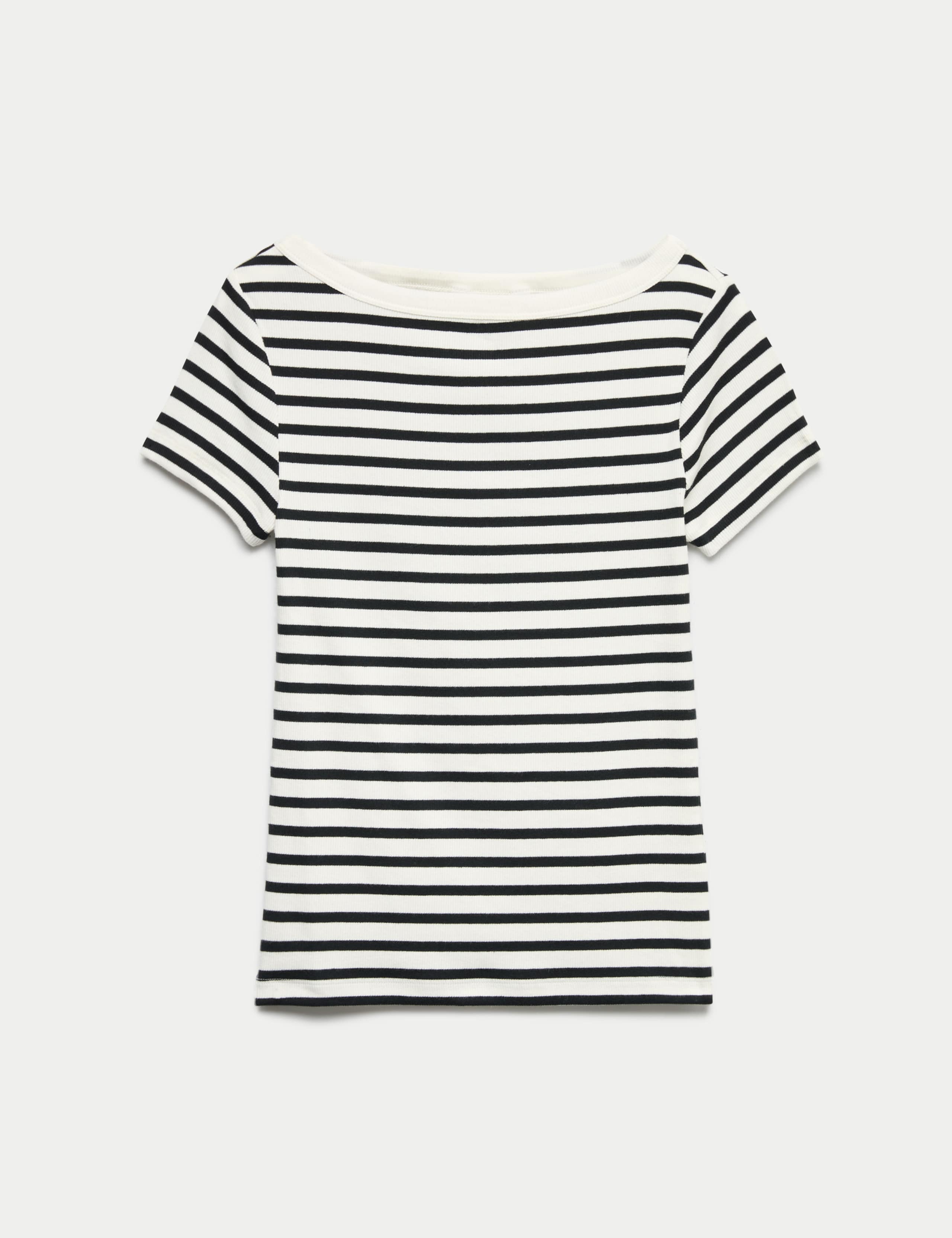 Cotton Rich Ribbed Slash Neck T-Shirt 2 of 4