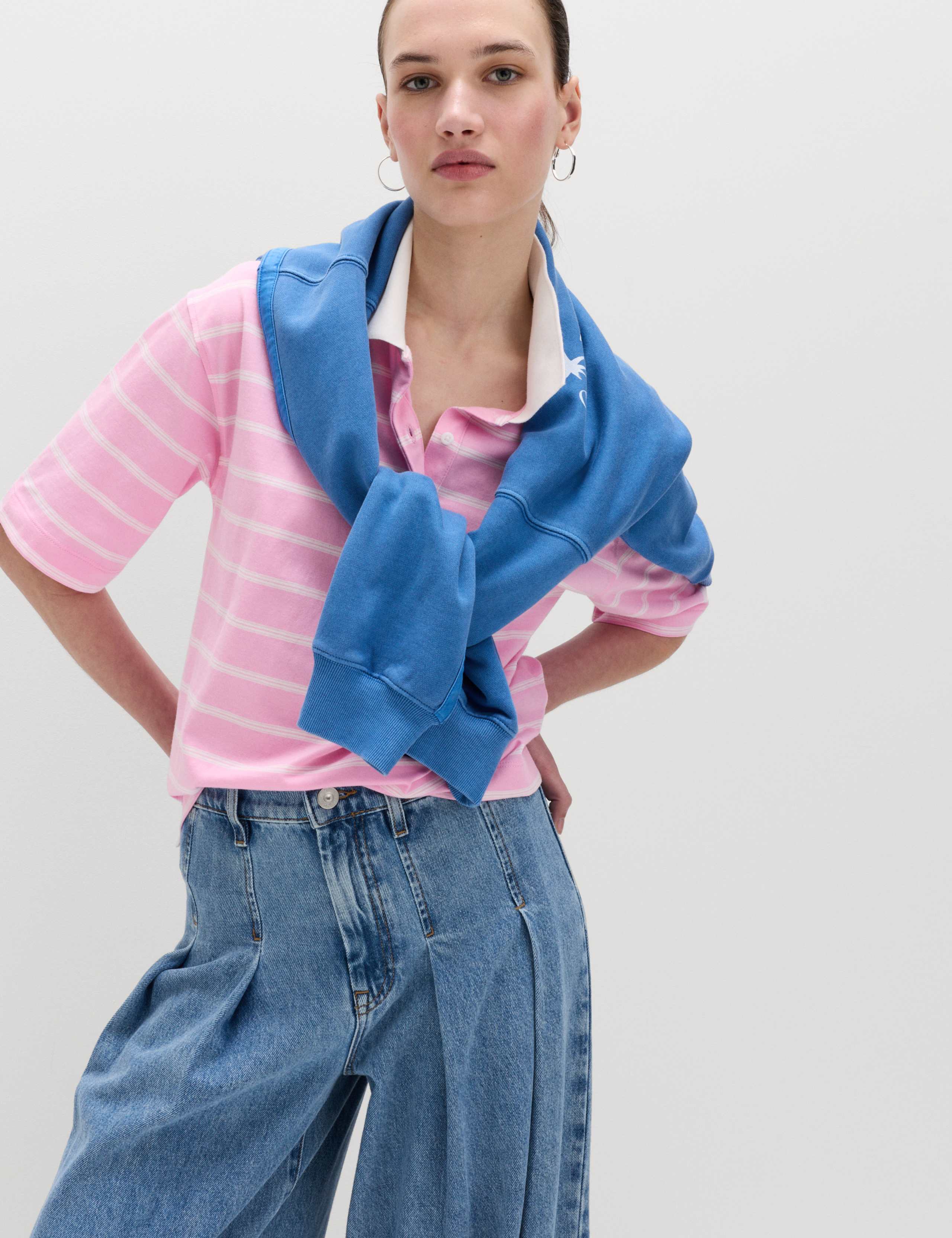 Pure Cotton Short Striped Rugby Top 4 of 5