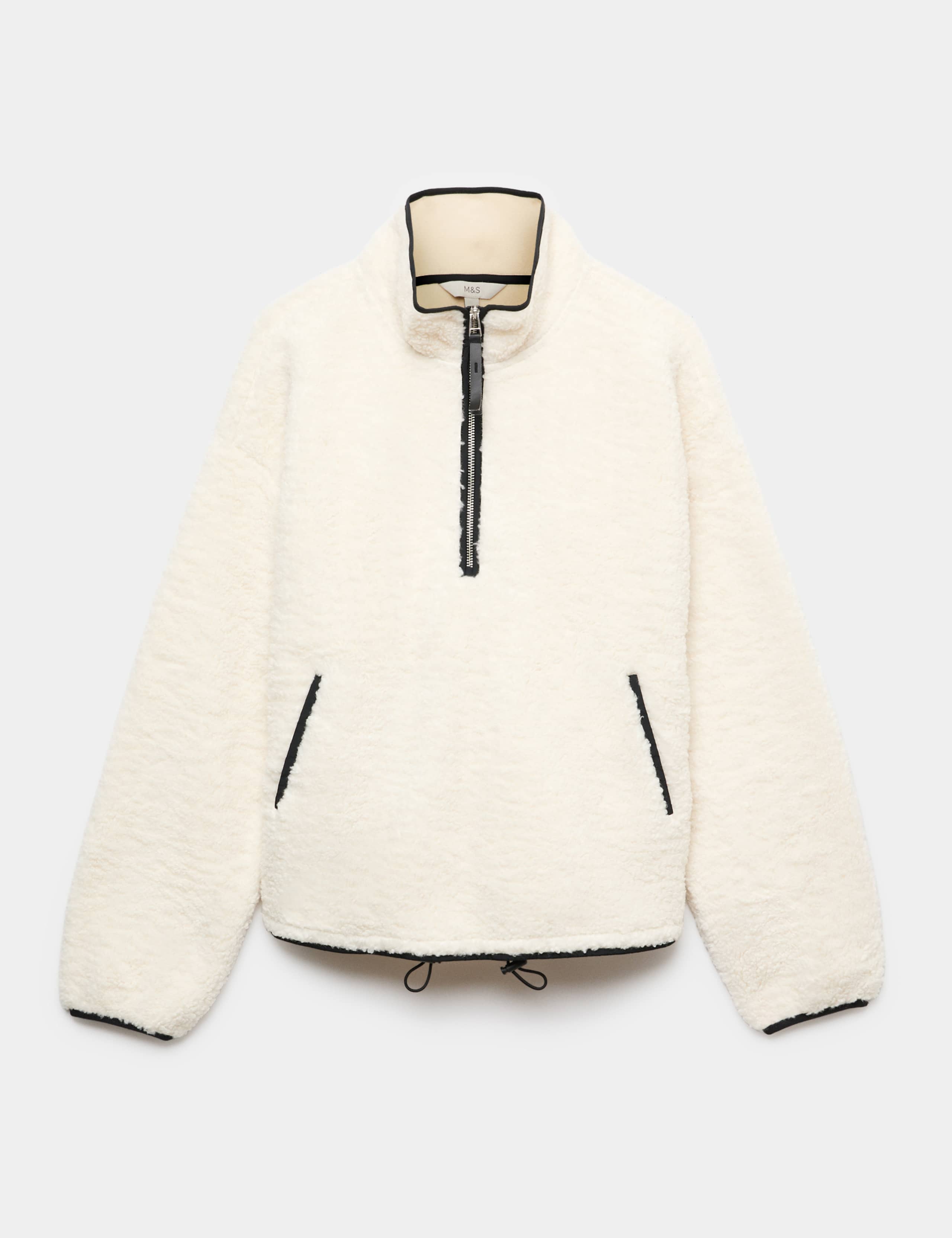 Borg Contrast Seam Half Zip Sweatshirt 2 of 5