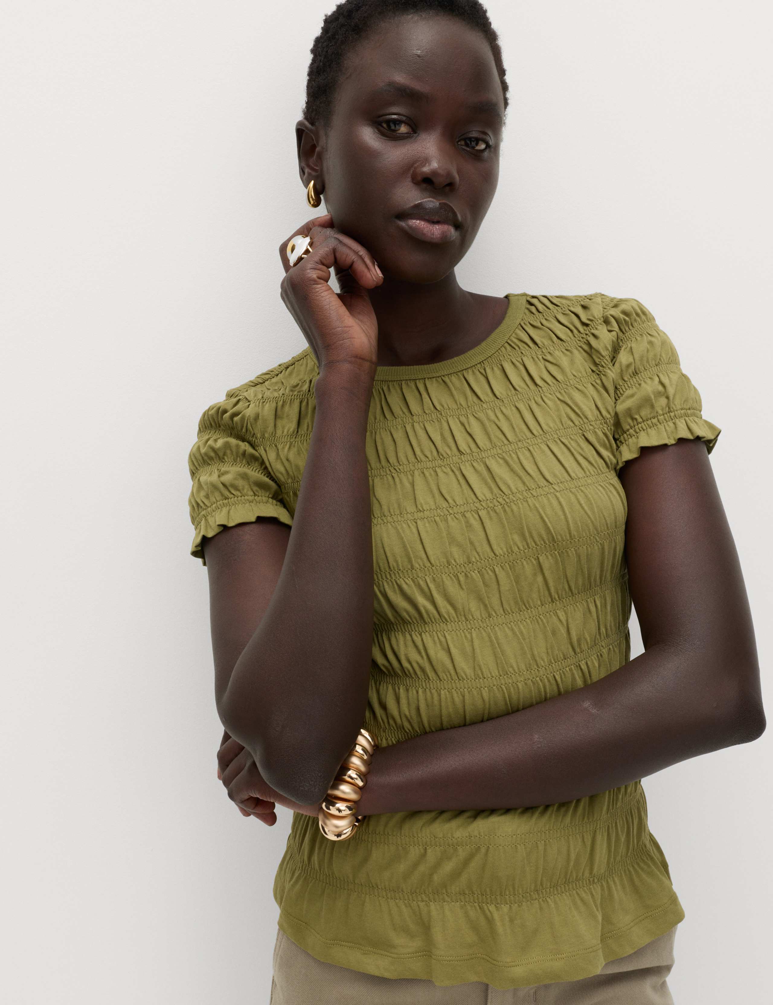 Pure Cotton Smocked Detail Top 3 of 5