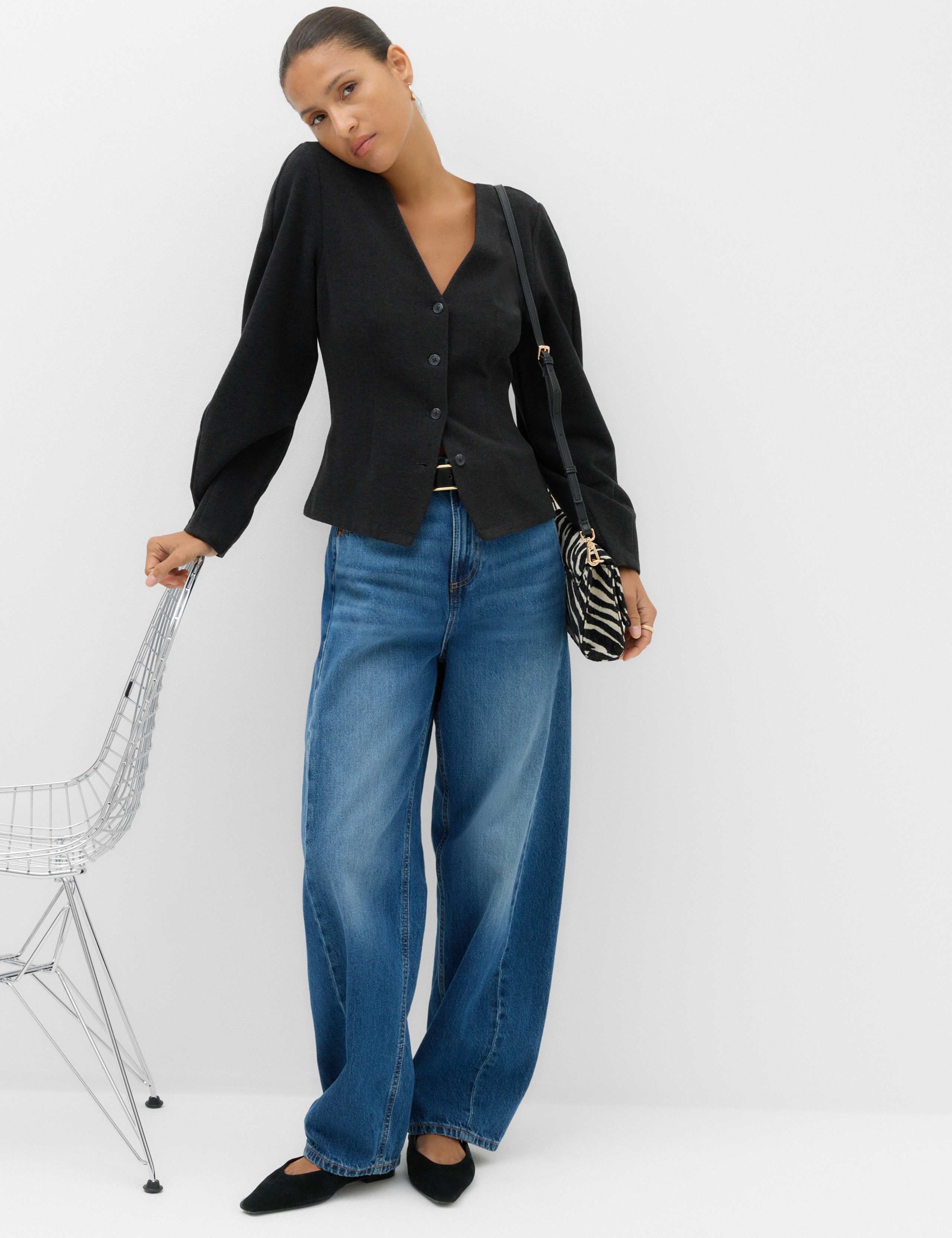 Button Front V Neck Cardigan 5 of 5