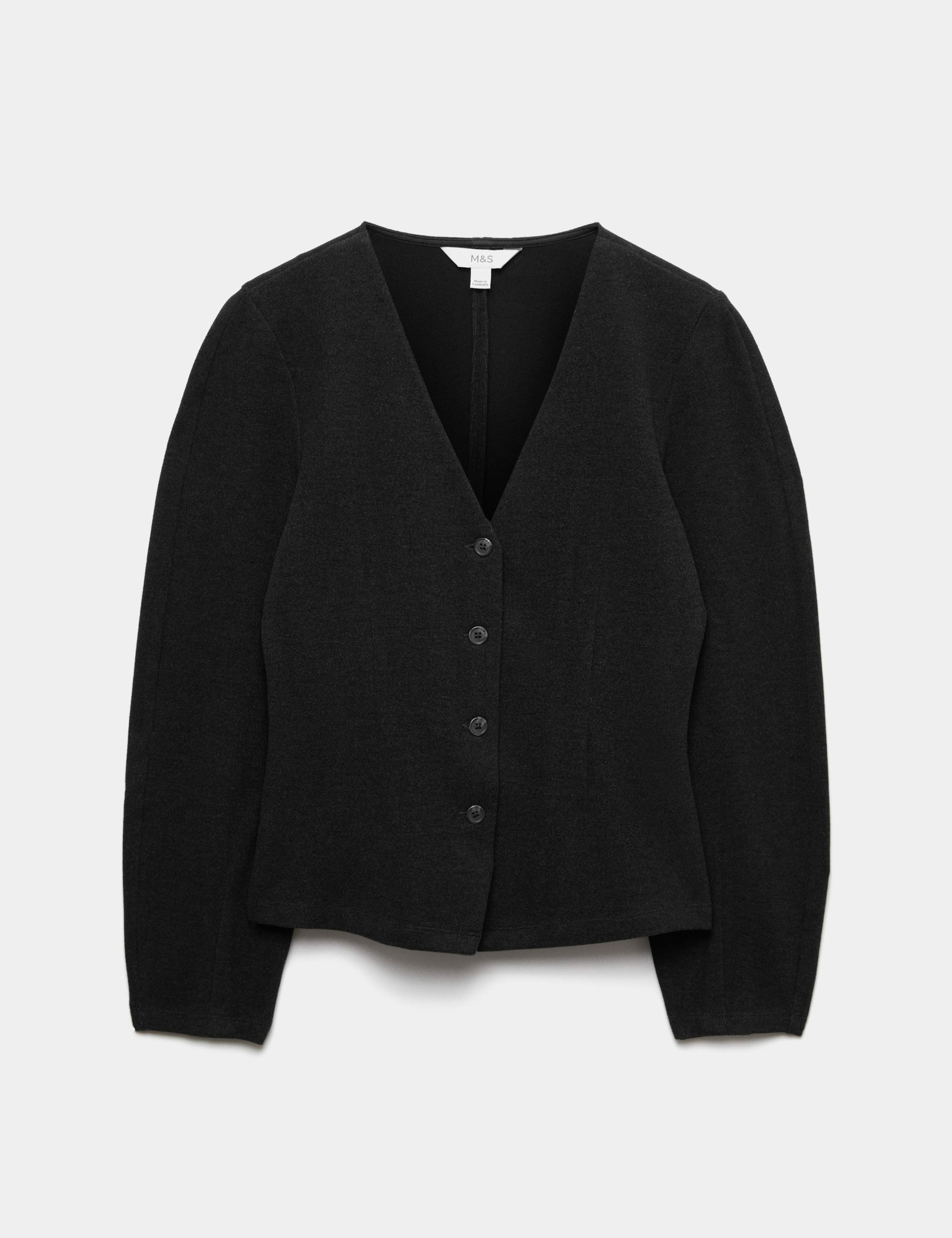 Button Front V Neck Cardigan 2 of 5