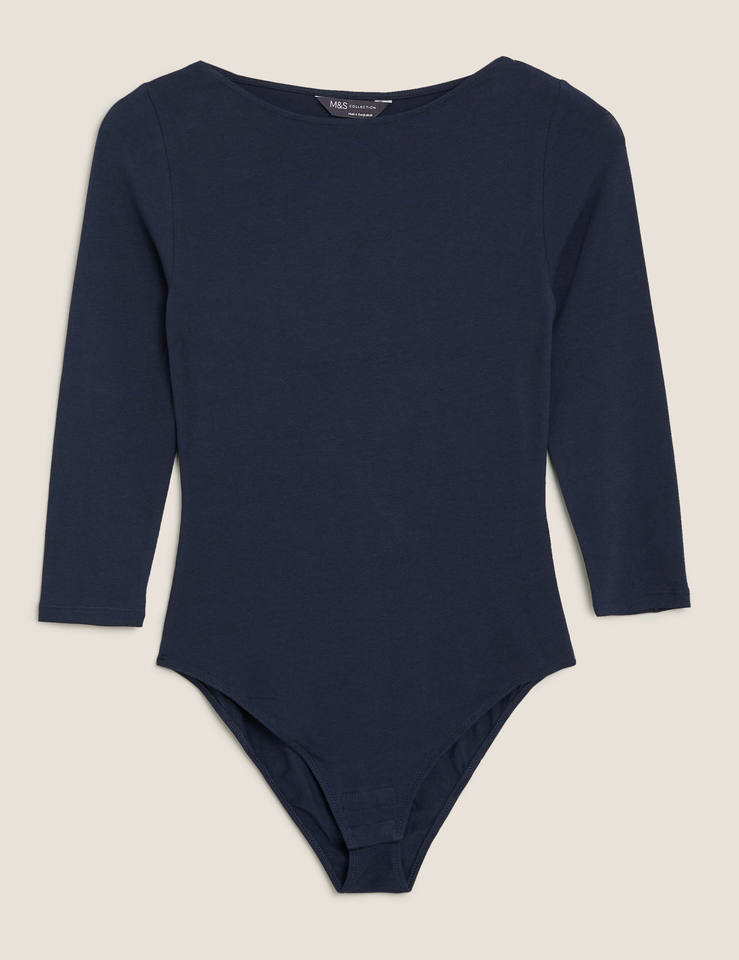 Cotton Striped Slash Neck Fitted Bodysuit 2 of 5