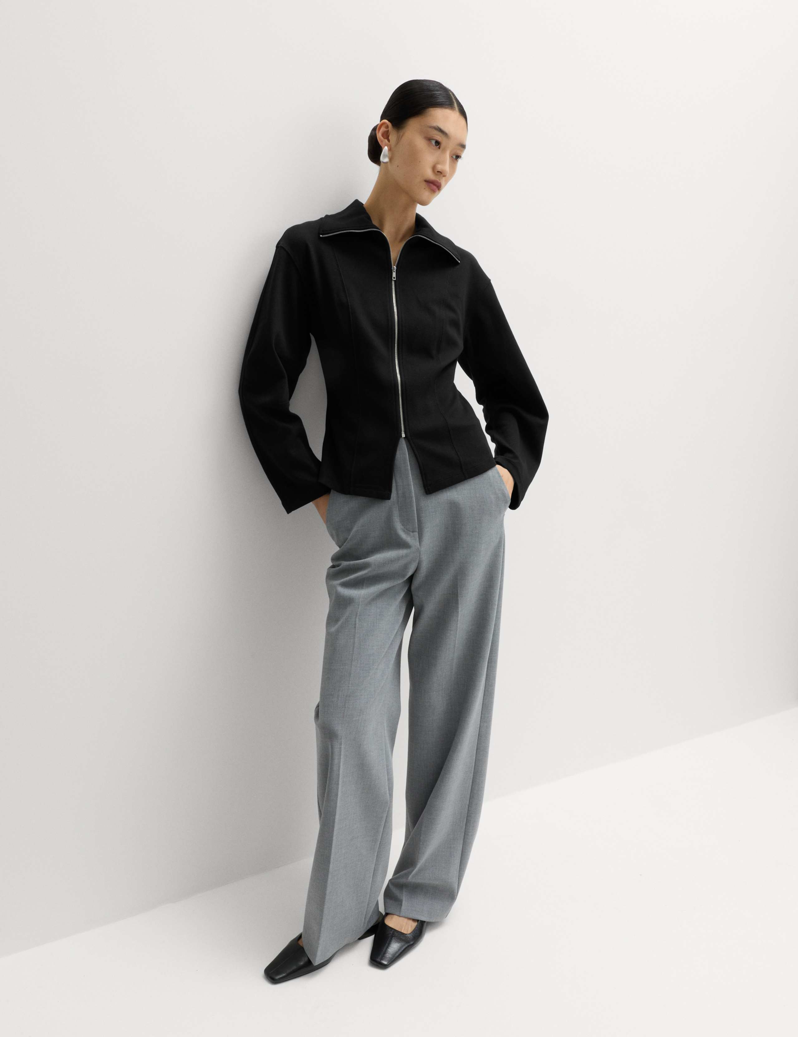 Cotton Rich Waisted Zip Through Sweatshirt 4 of 6