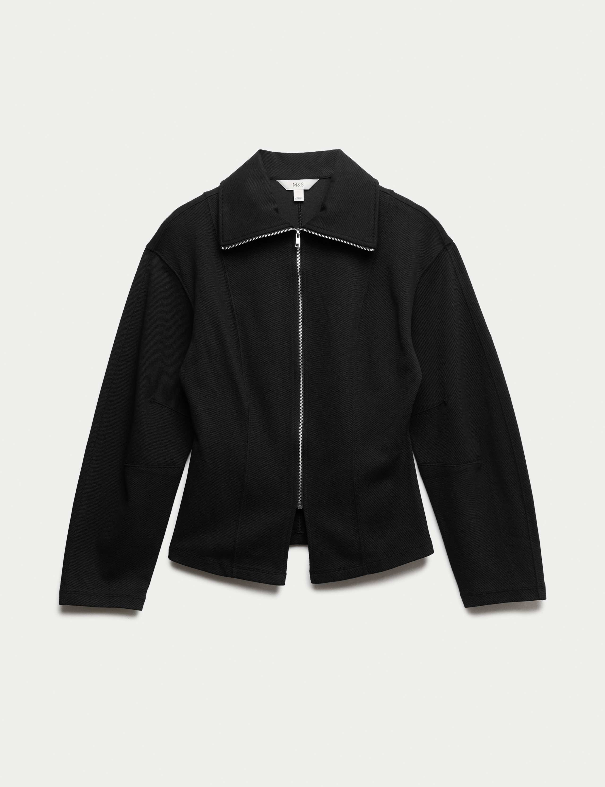 Cotton Rich Waisted Zip Through Sweatshirt 2 of 6