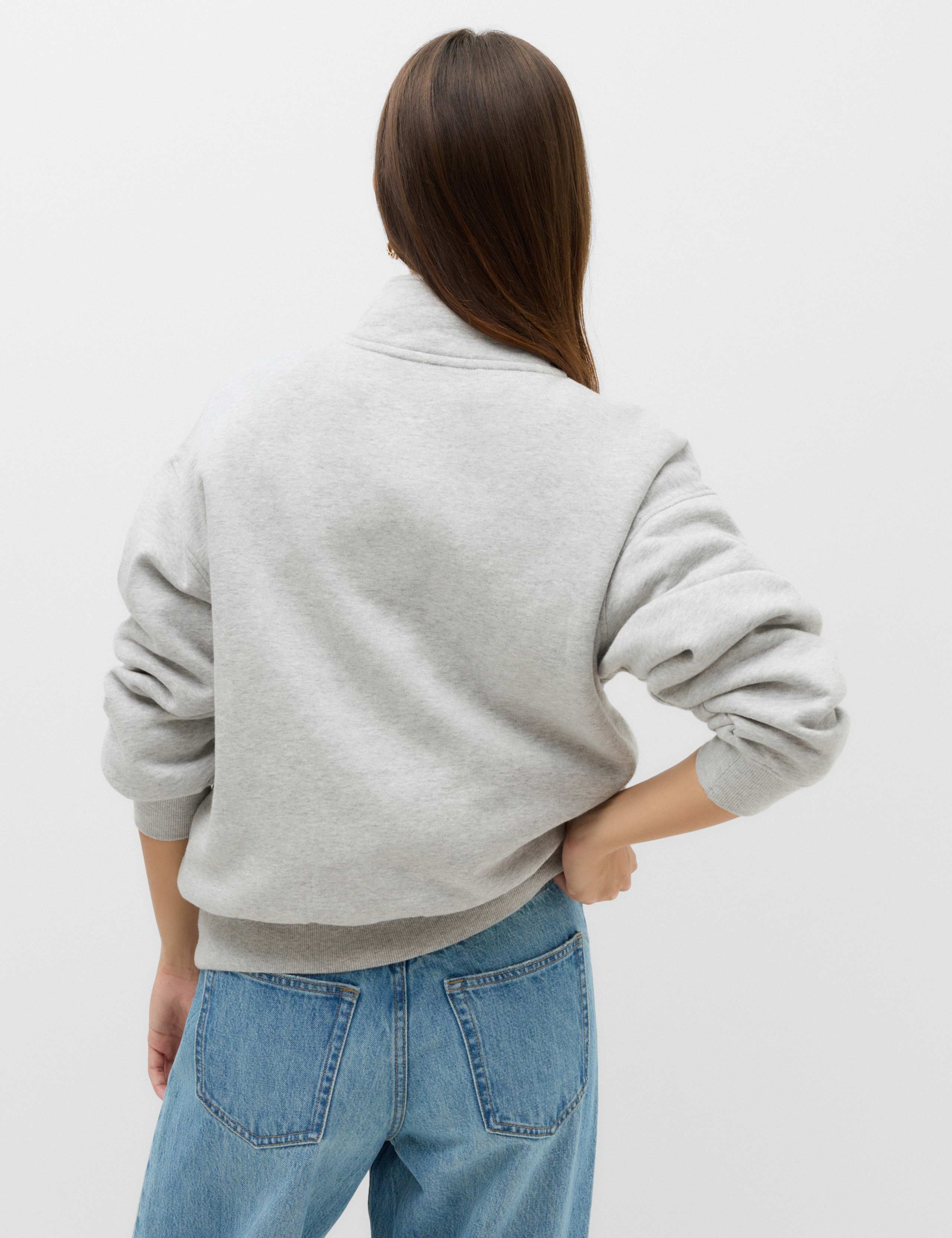 Pure Cotton Funnel Neck Half Zip Ultimate Sweatshirt 3 of 6