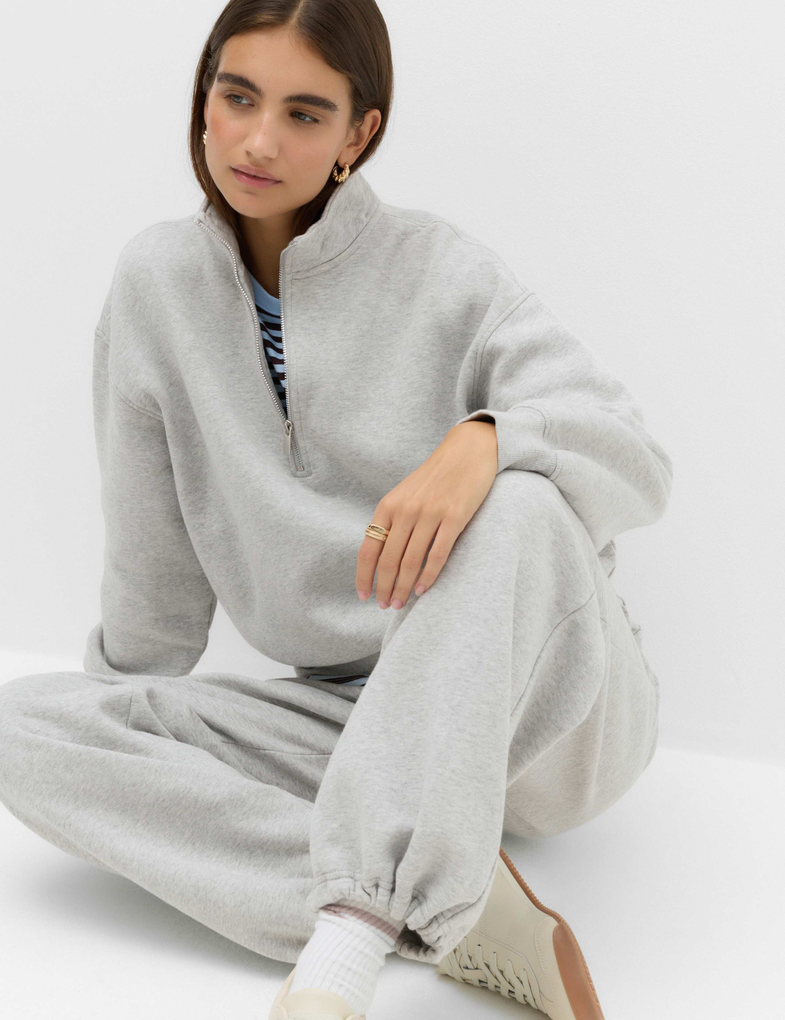 Pure Cotton Funnel Neck Half Zip Ultimate Sweatshirt 6 of 6