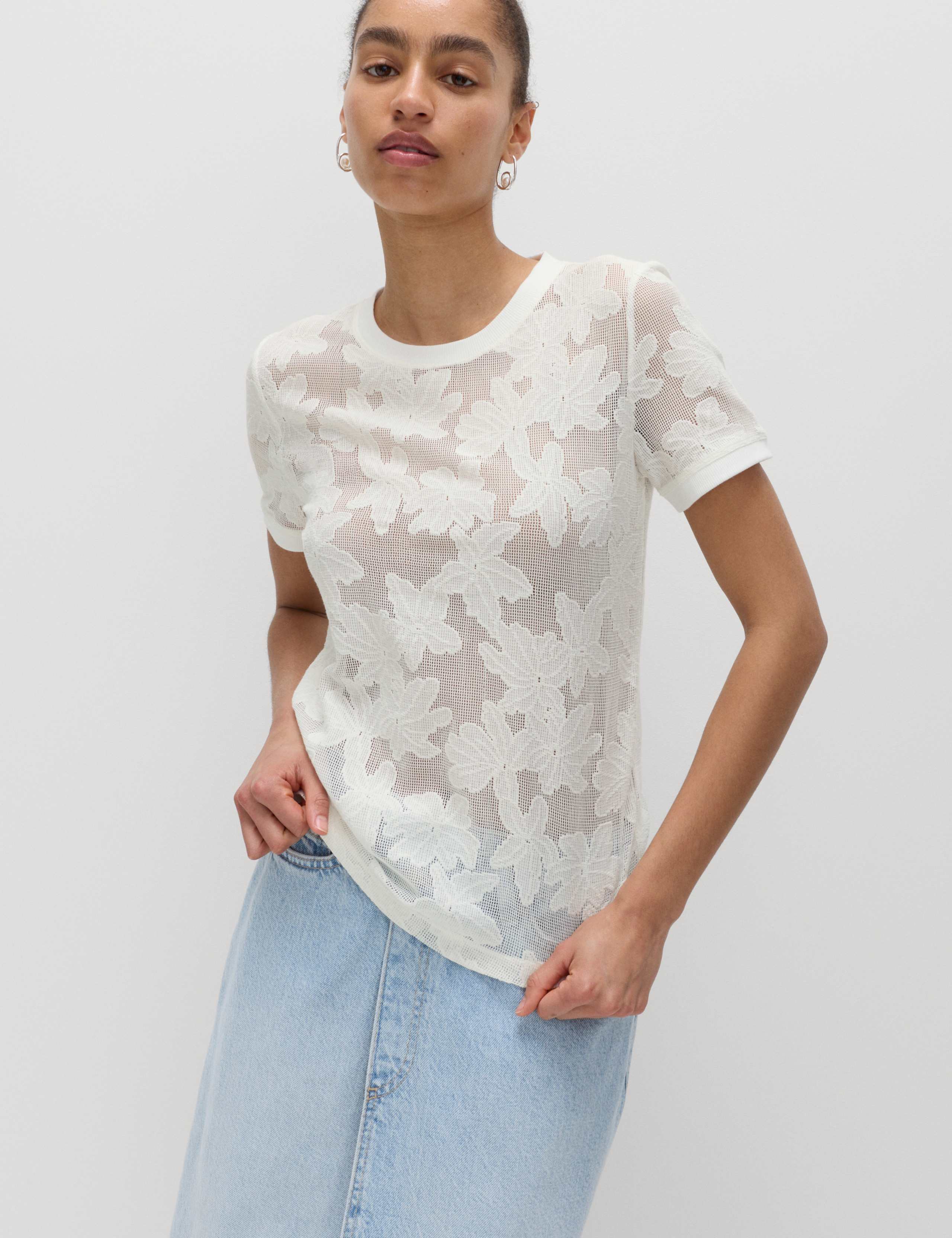Cotton Blend Floral Lace Top 5 of 5