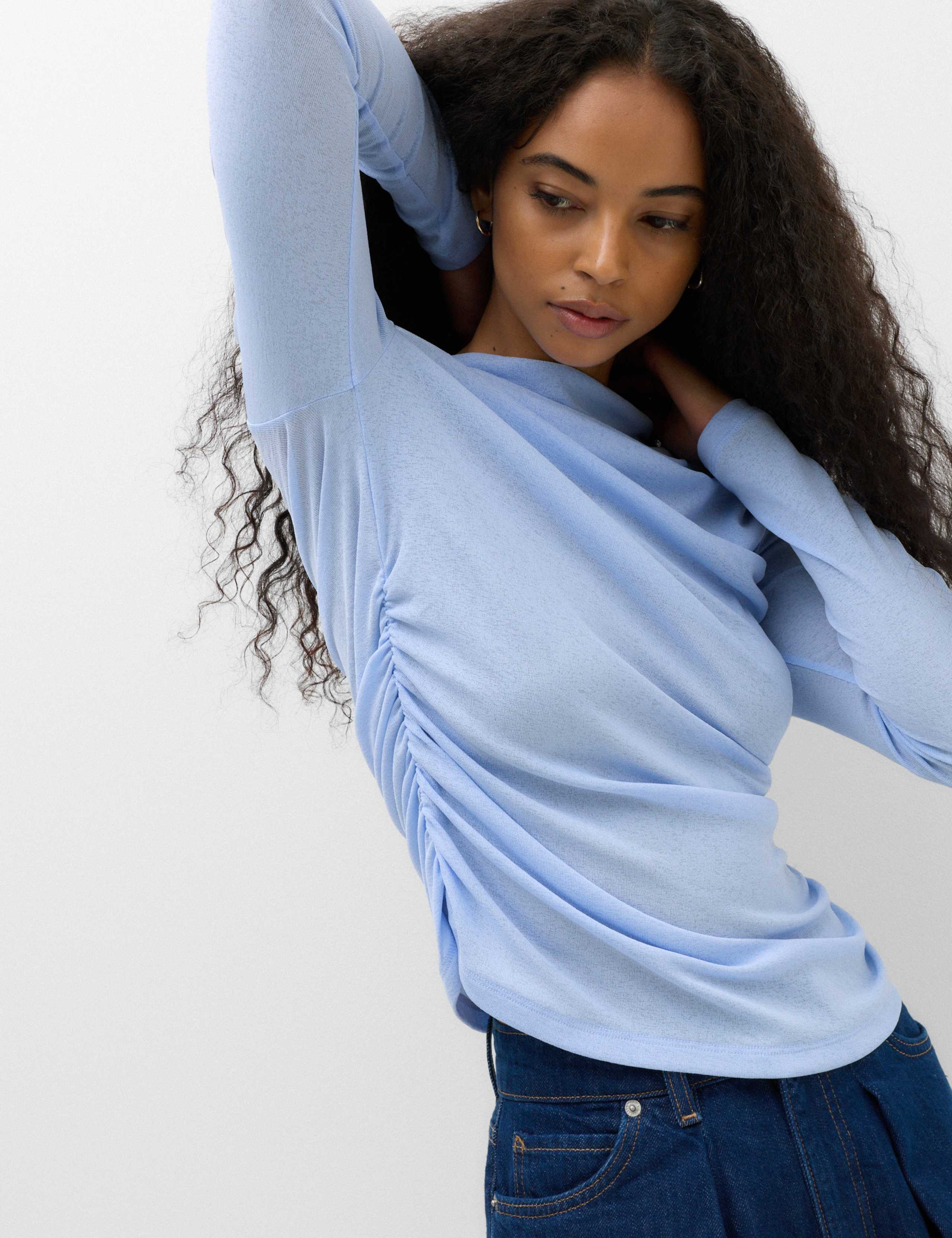 Cowl Neck Draped Long Sleeve Top 3 of 6