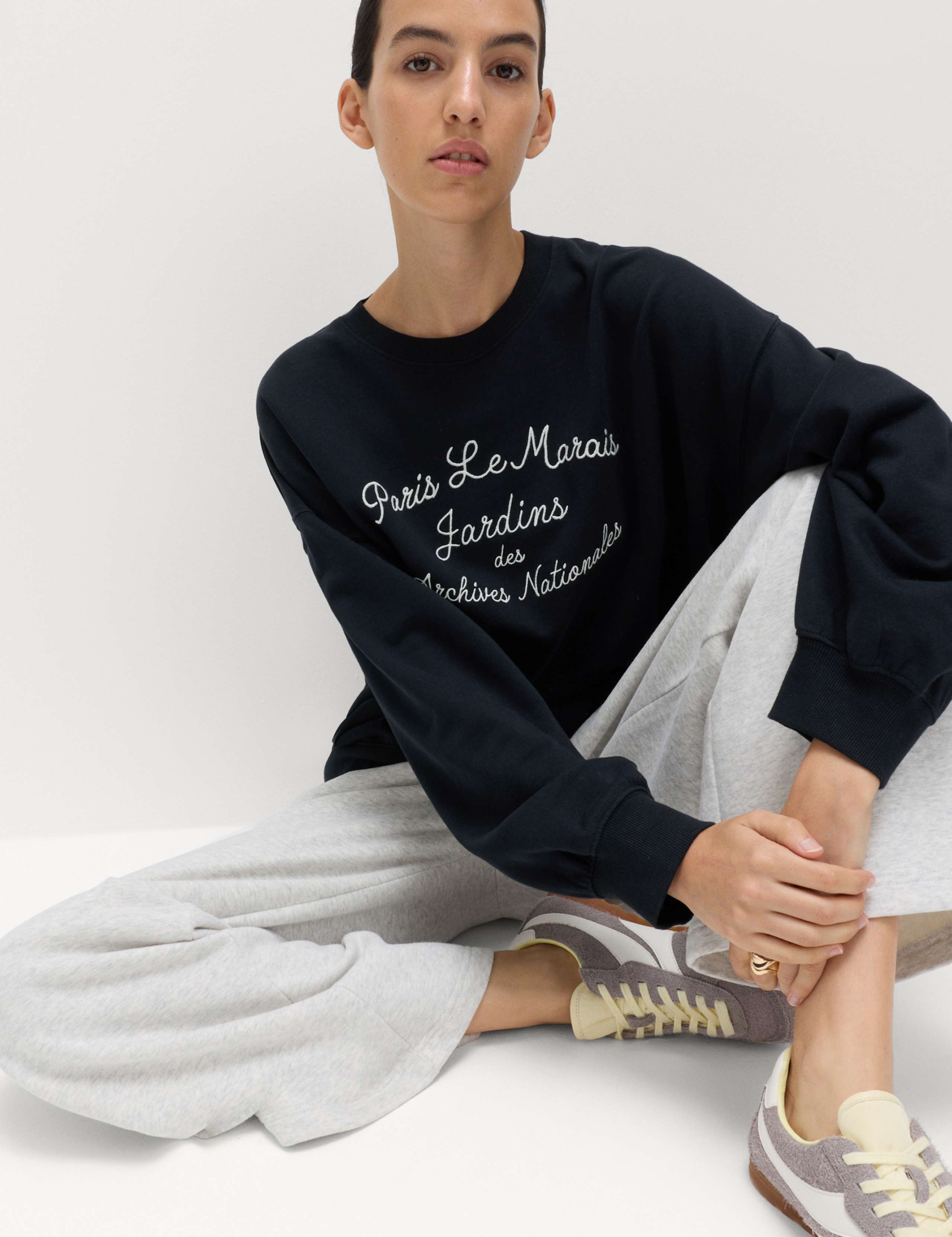 Pure Cotton Embroidered Slogan Sweatshirt 1 of 5