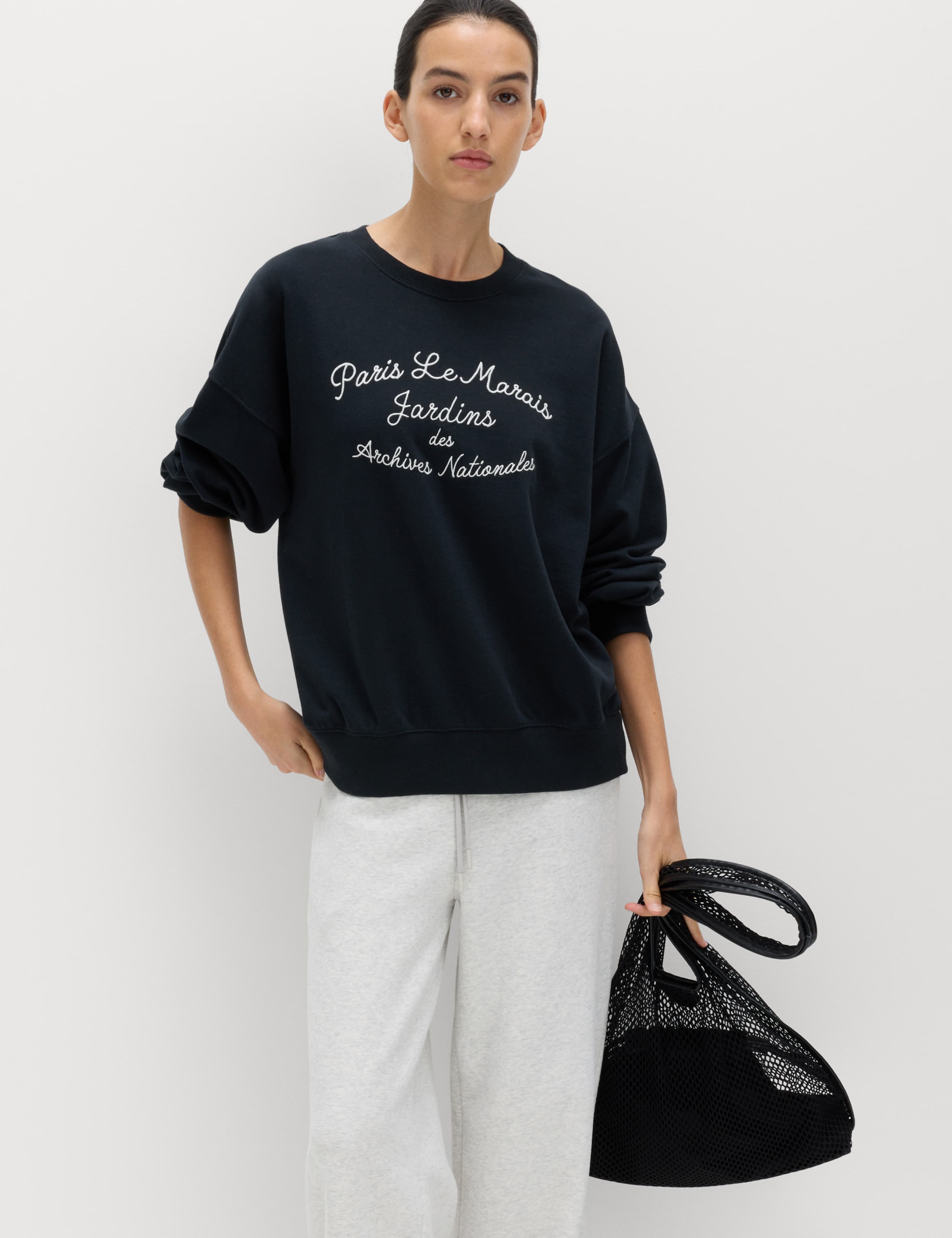 Pure Cotton Embroidered Slogan Sweatshirt 5 of 5