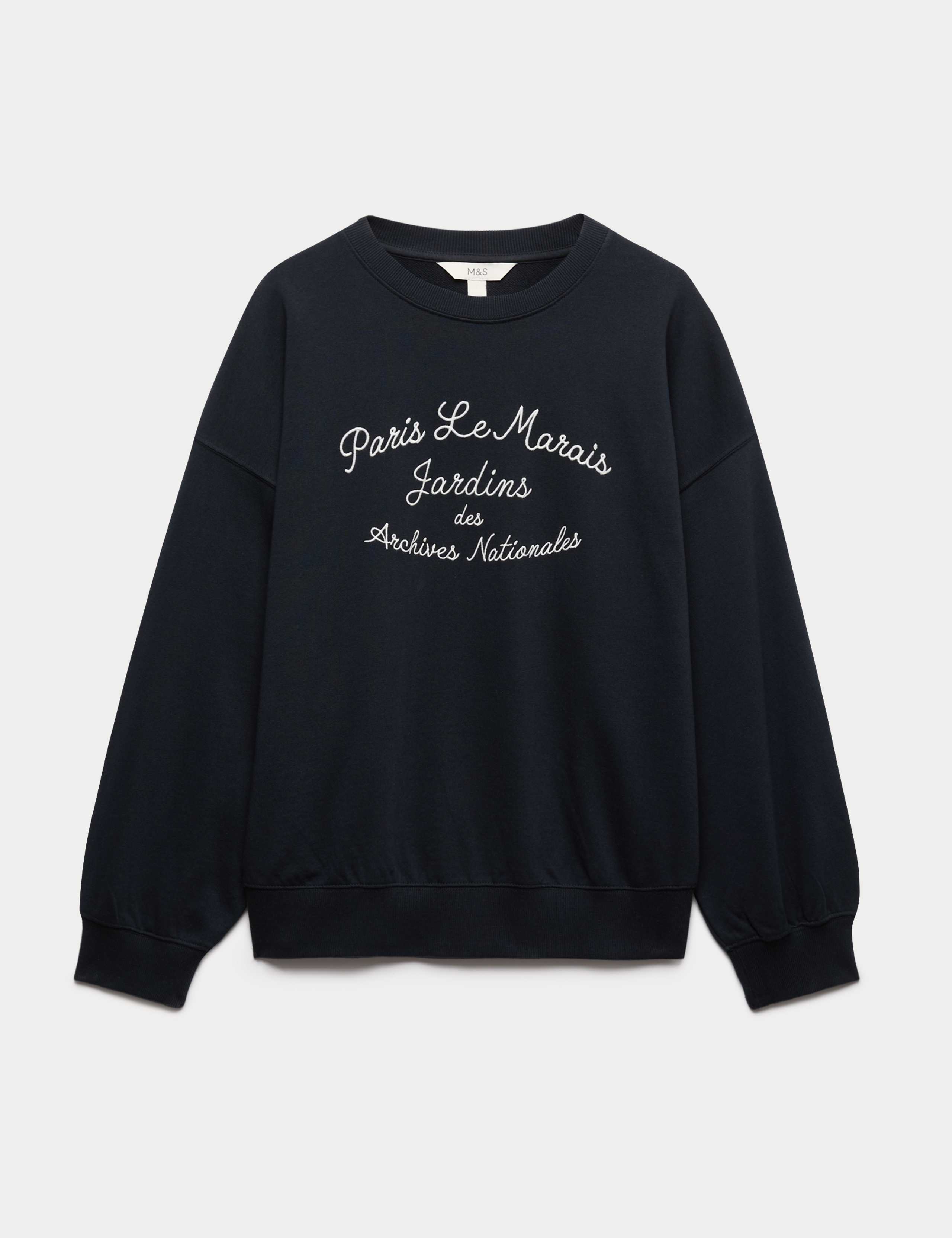 Pure Cotton Embroidered Slogan Sweatshirt 1 of 1