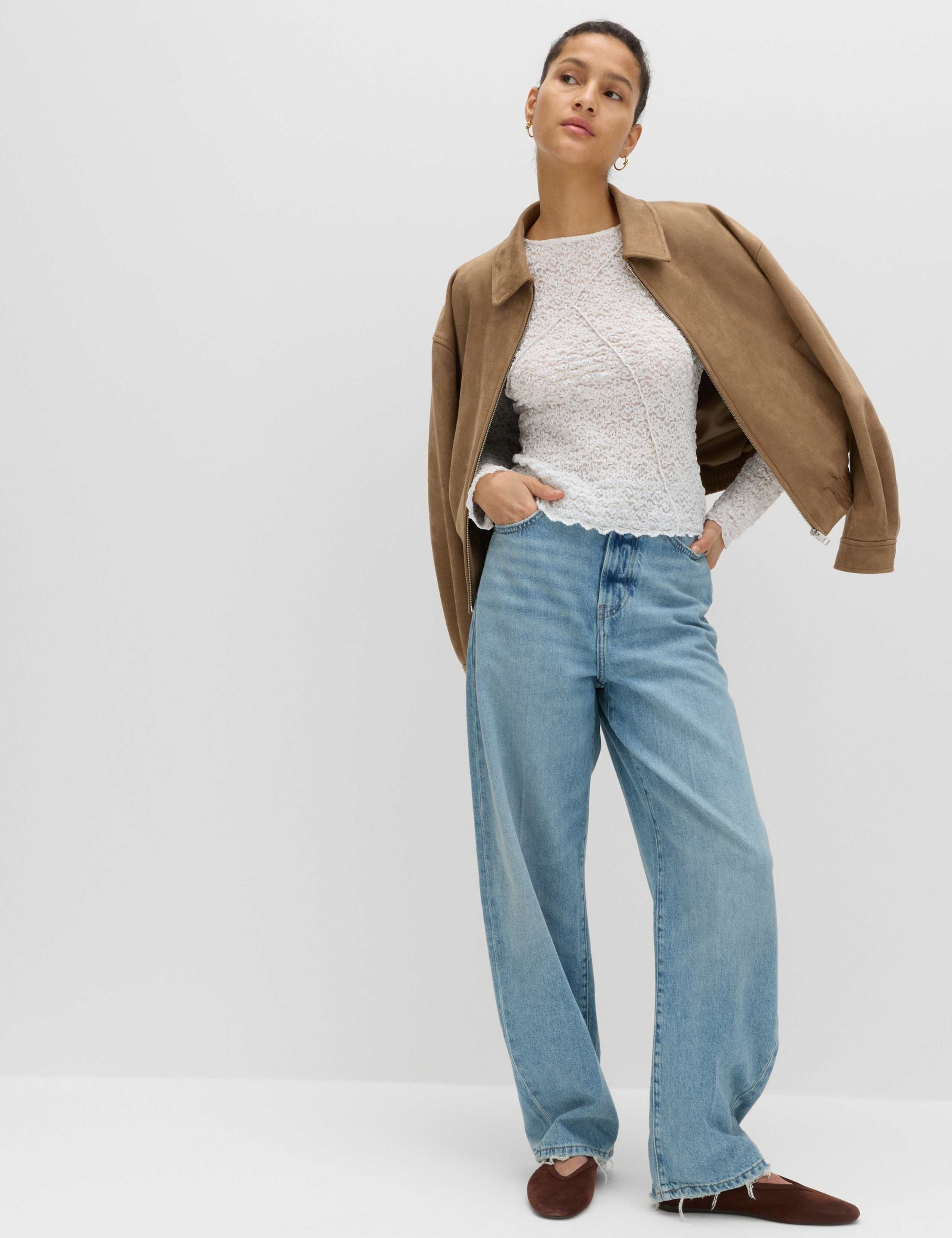 Cotton Blend Lace Textured Top 3 of 5