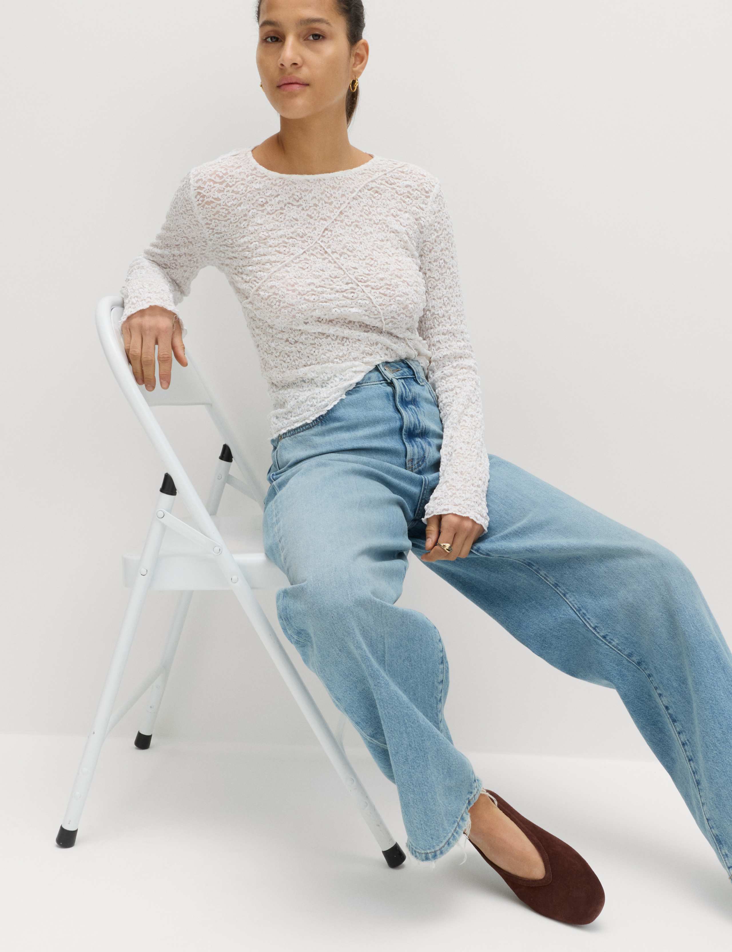 Cotton Blend Lace Textured Top 4 of 5