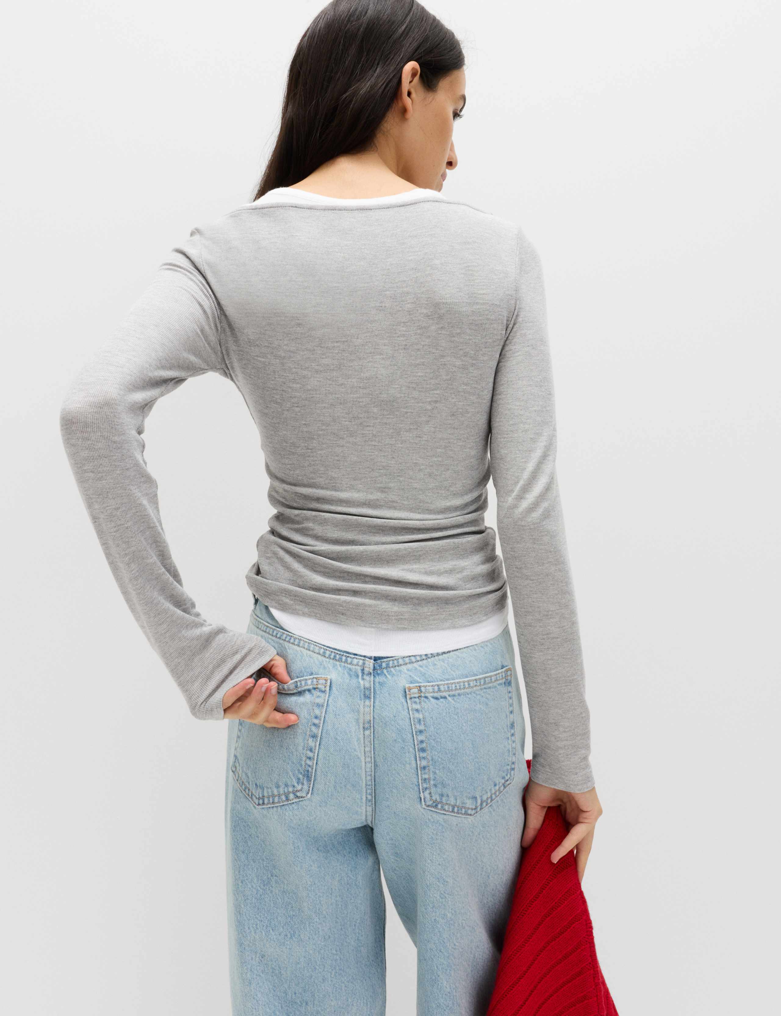 Double Layer Henley Top 3 of 4