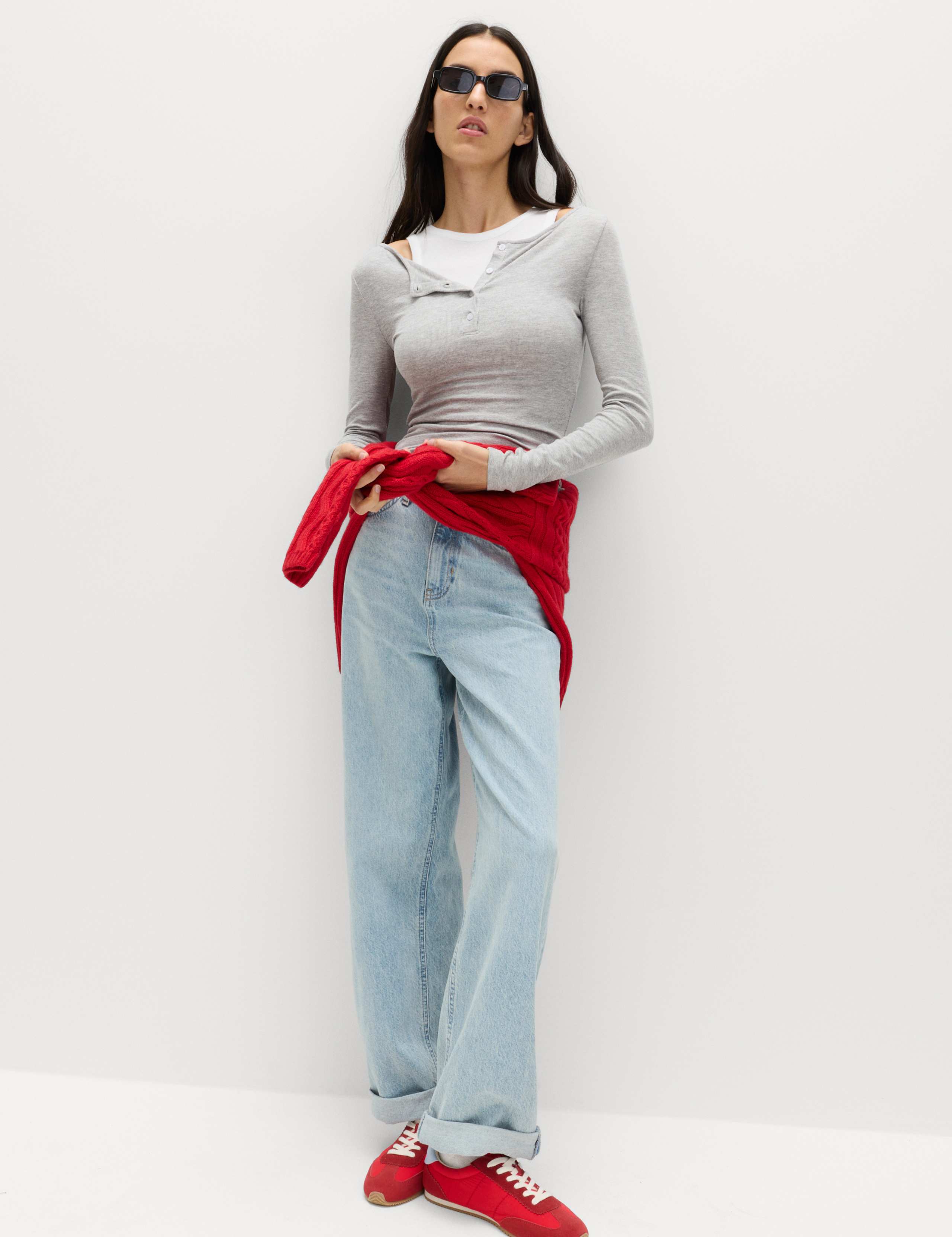 Double Layer Henley Top 4 of 4