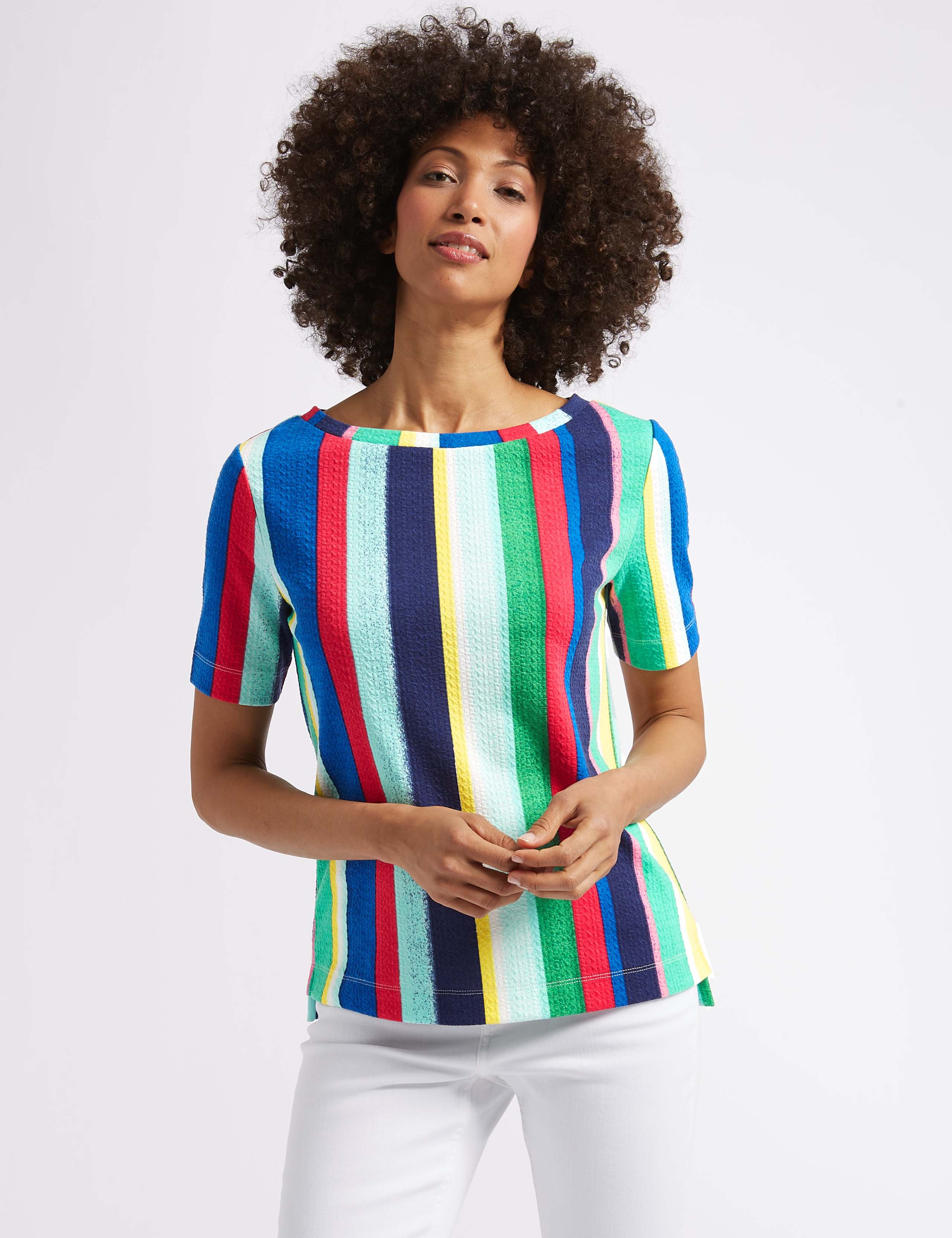 Striped Round Neck Short Sleeve Top 1 of 4