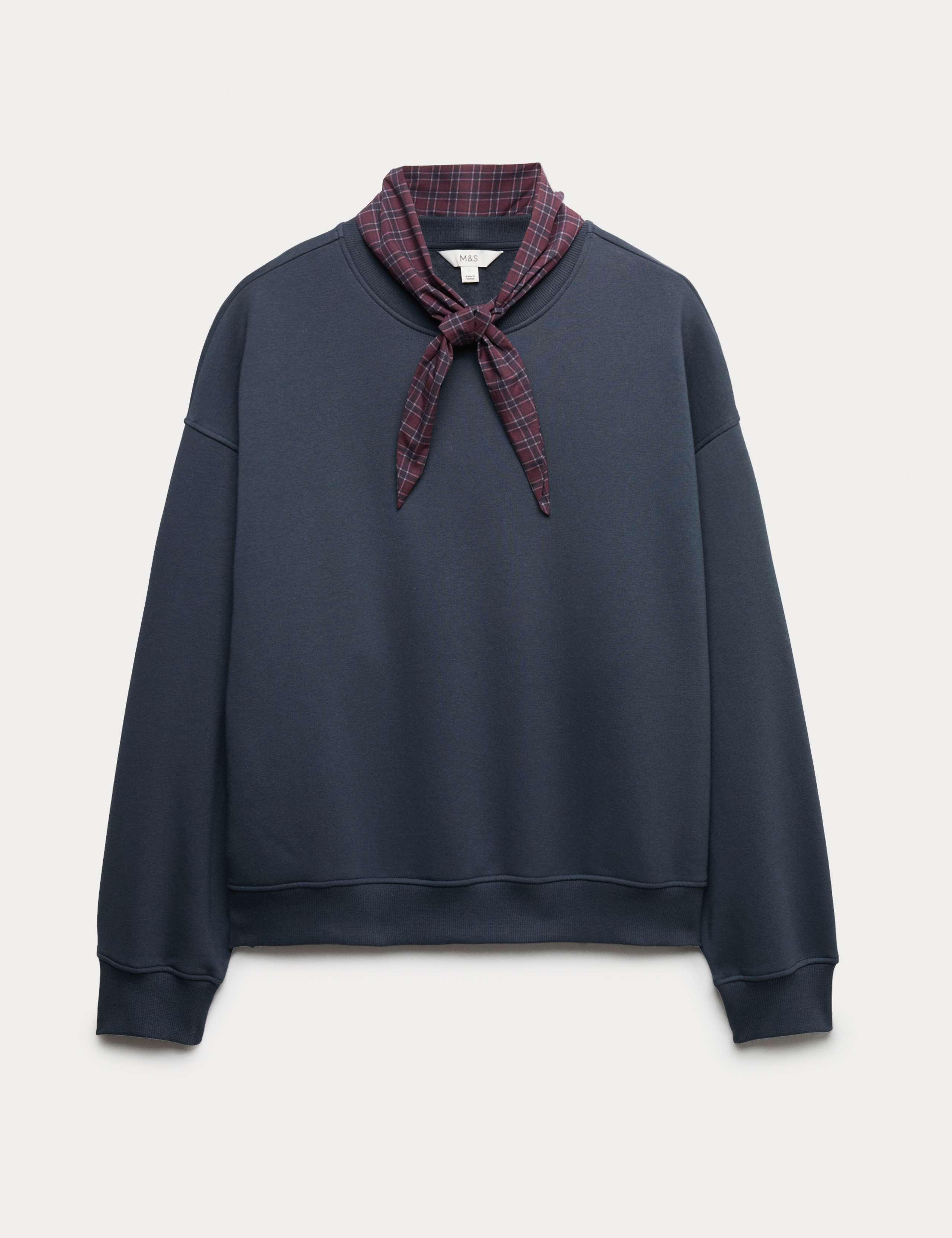 Cotton Blend Neck Scarf Sweatshirt 2 of 5