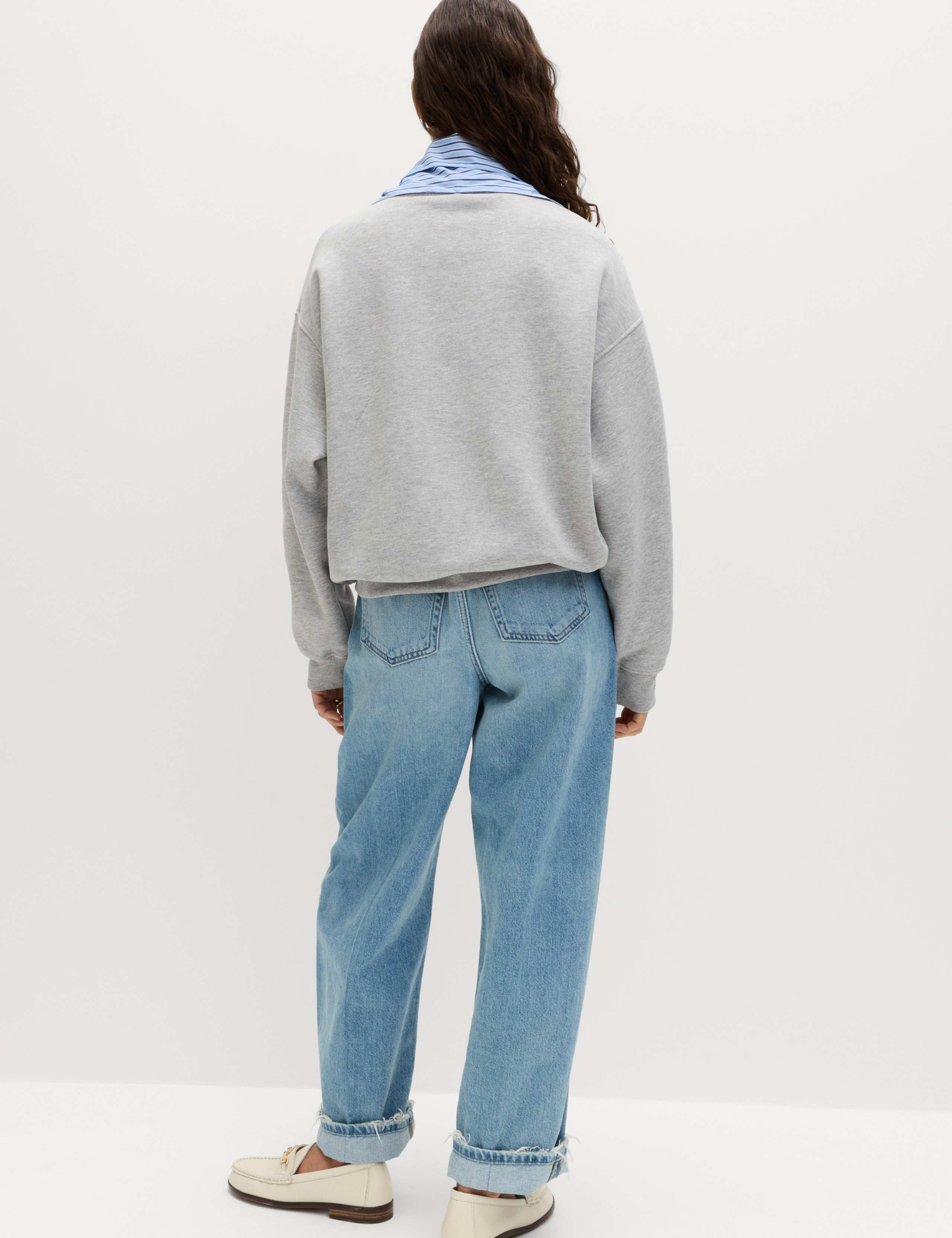 Cotton Blend Neck Scarf Sweatshirt 4 of 5