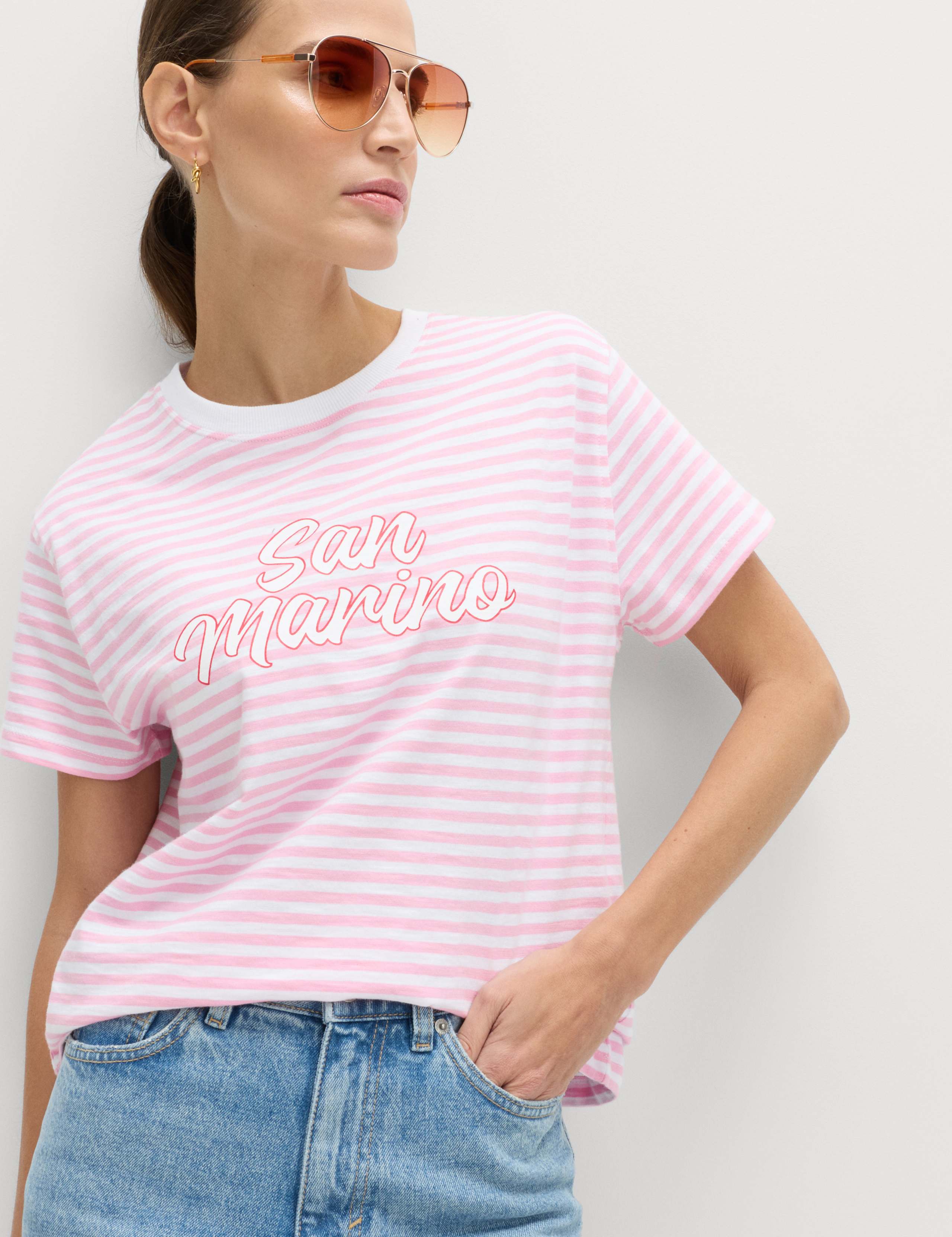 Pure Slub Cotton Checked T-Shirt 1 of 4