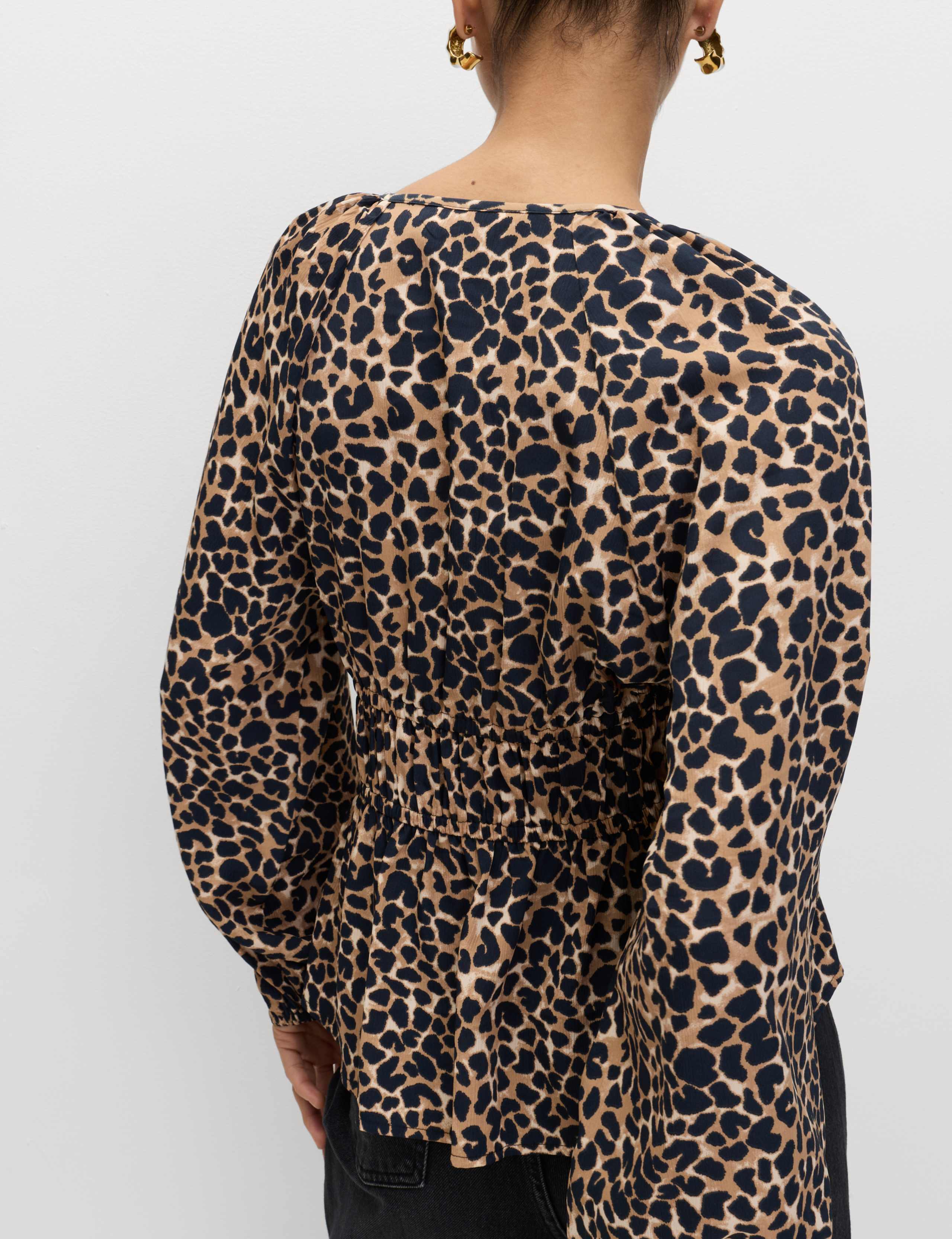 Animal Print Puff Sleeve Blouse 4 of 5