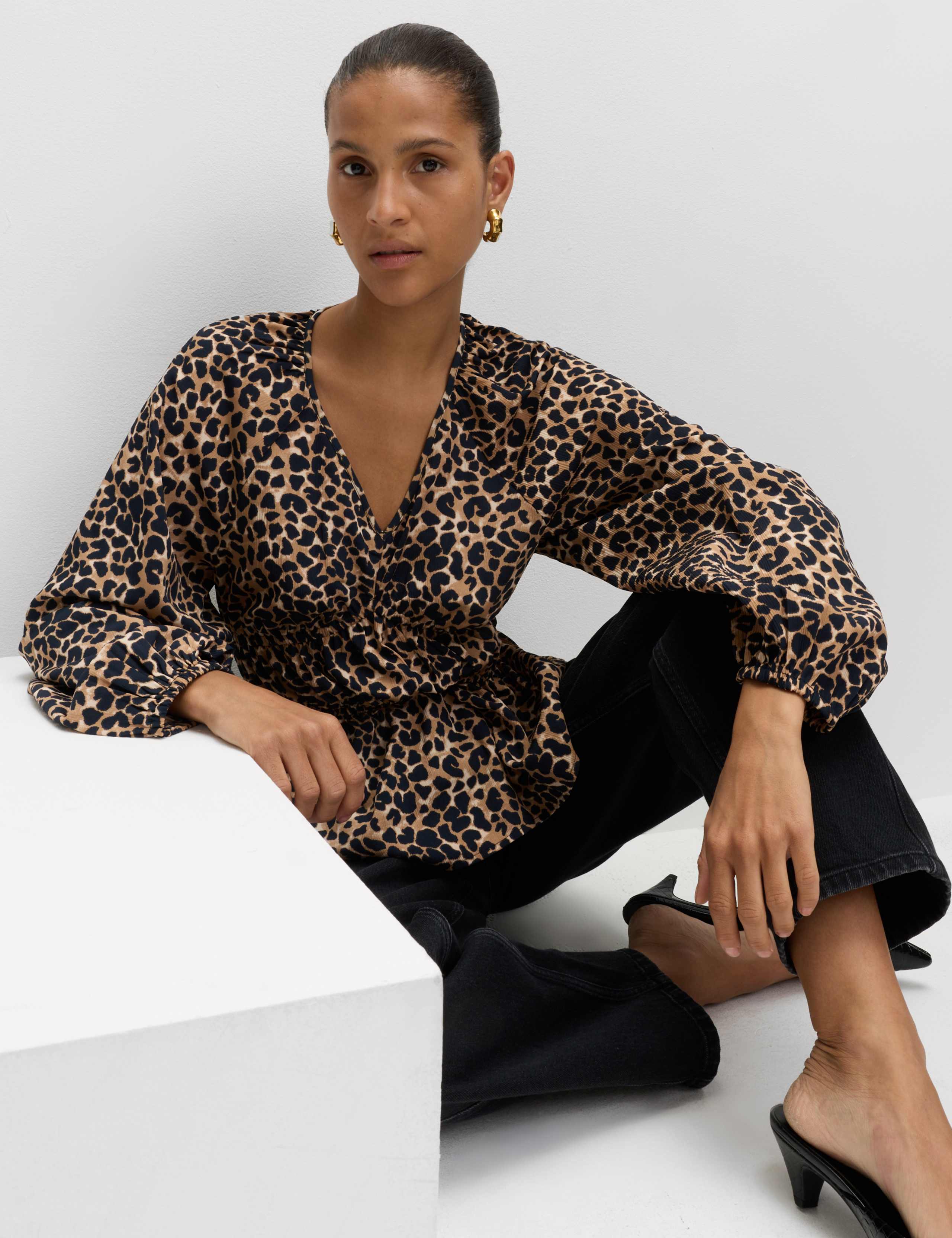 Animal Print Puff Sleeve Blouse 5 of 5