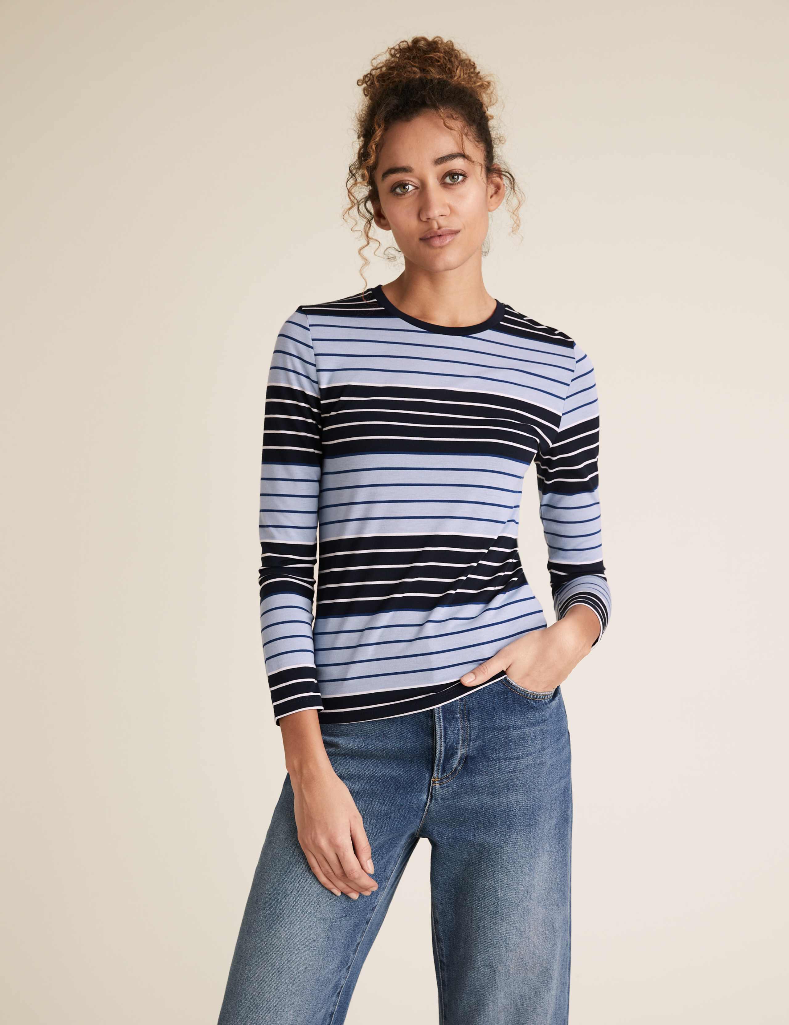 Striped Crew Neck Regular Fit Top 1 of 5