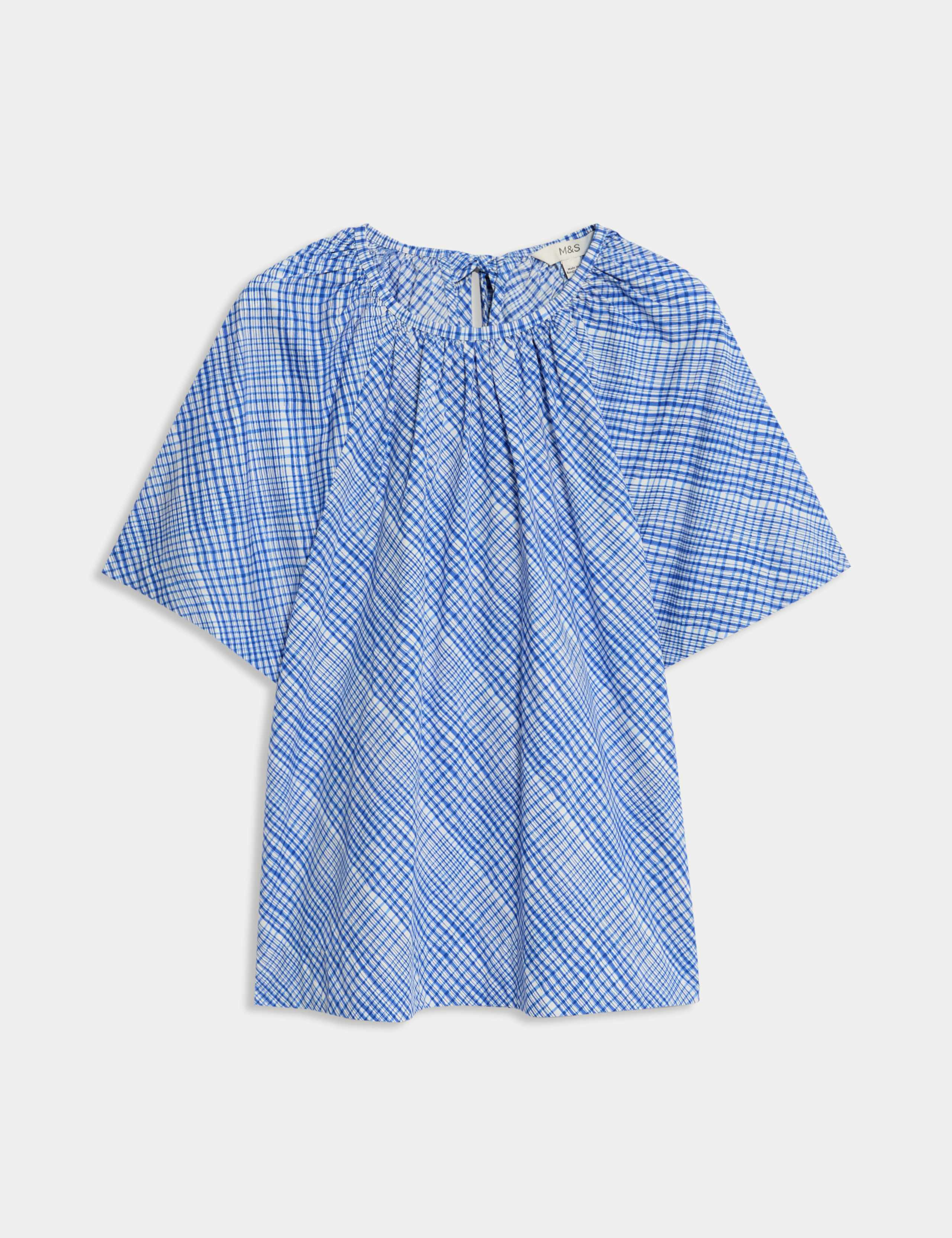 Pure Cotton Tie Back Detailing Blouse 2 of 6