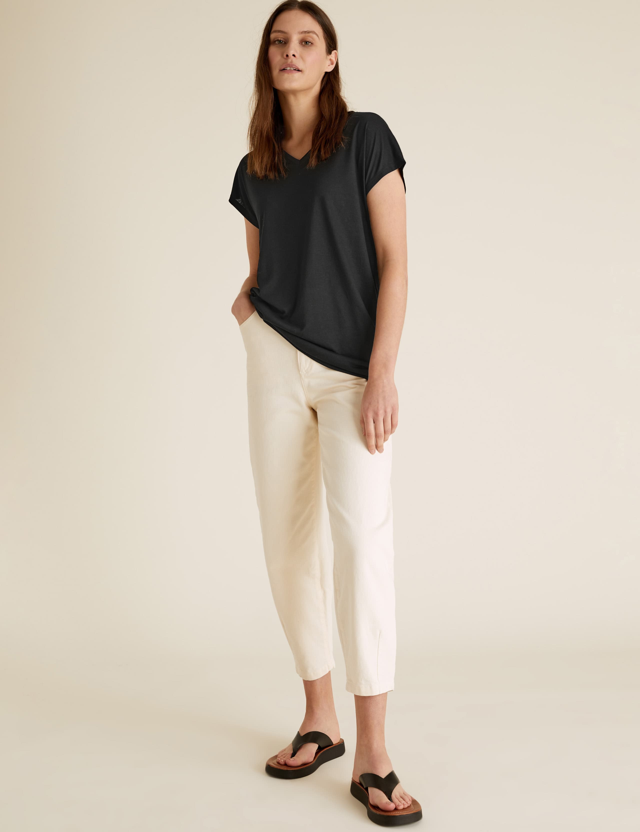V-Neck Relaxed Longline T-Shirt 1 of 5