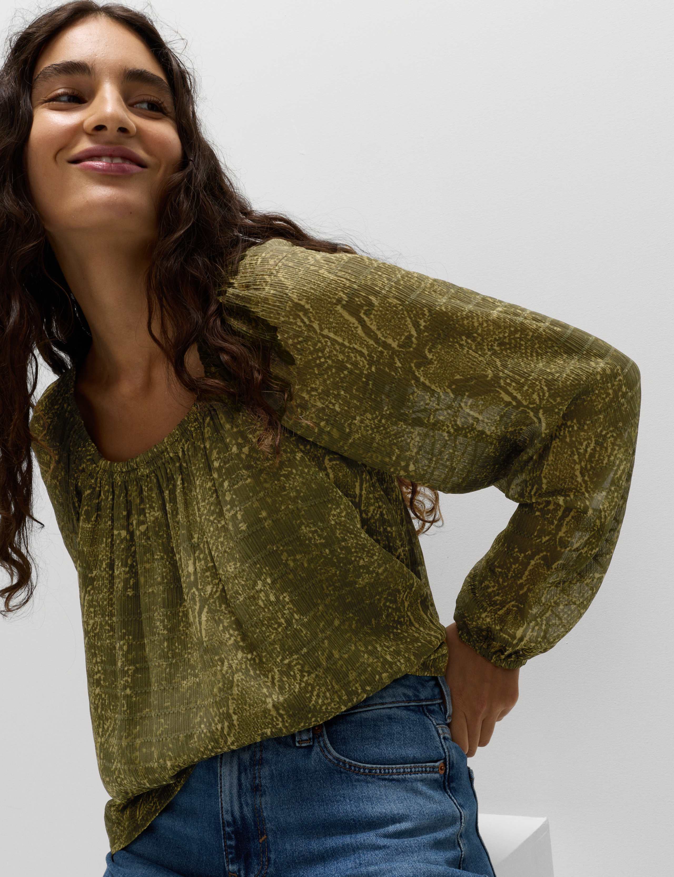 Printed Square Neck Blouse 1 of 5