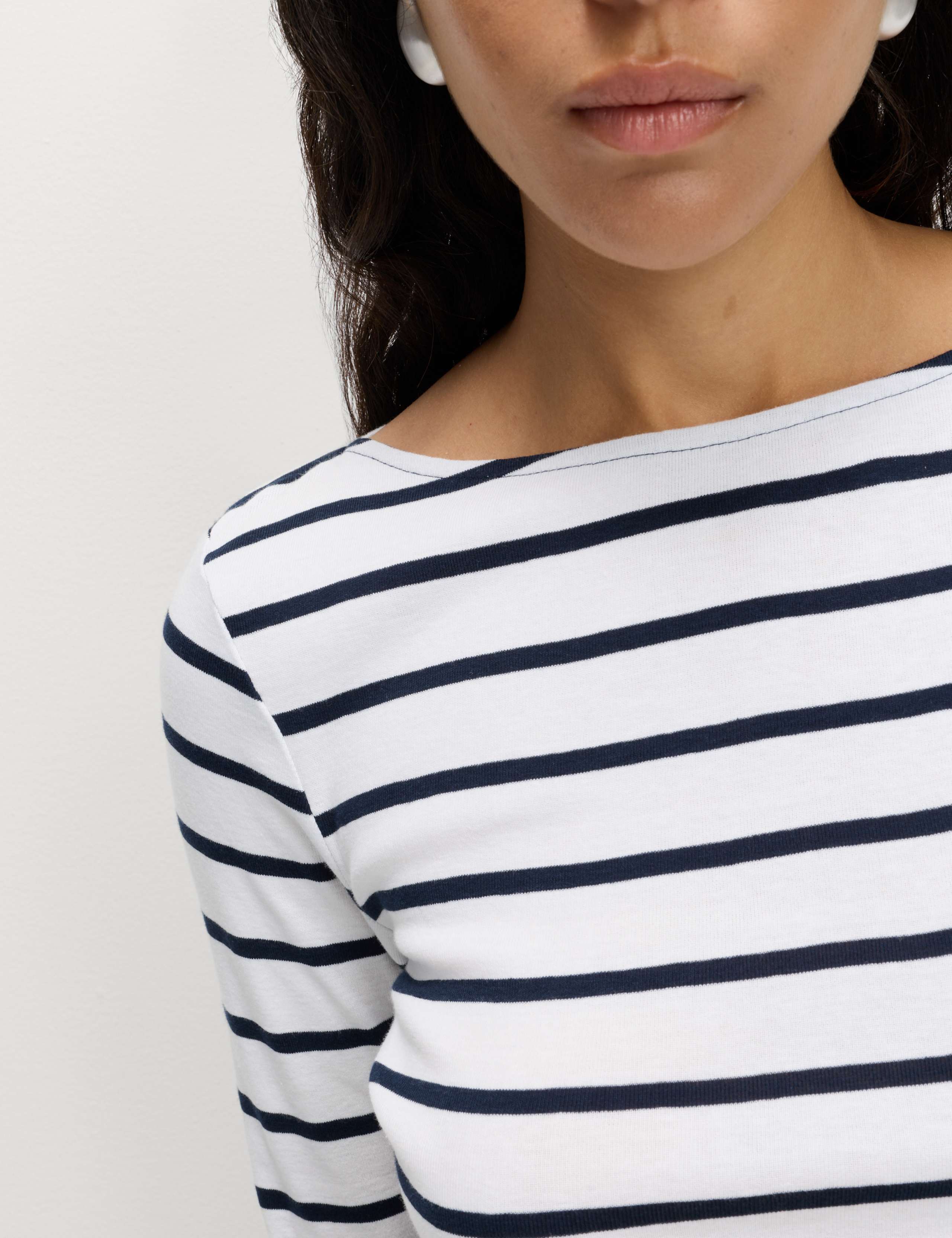Pure Cotton Striped Slash Neck Slim Fit Top 3 of 5