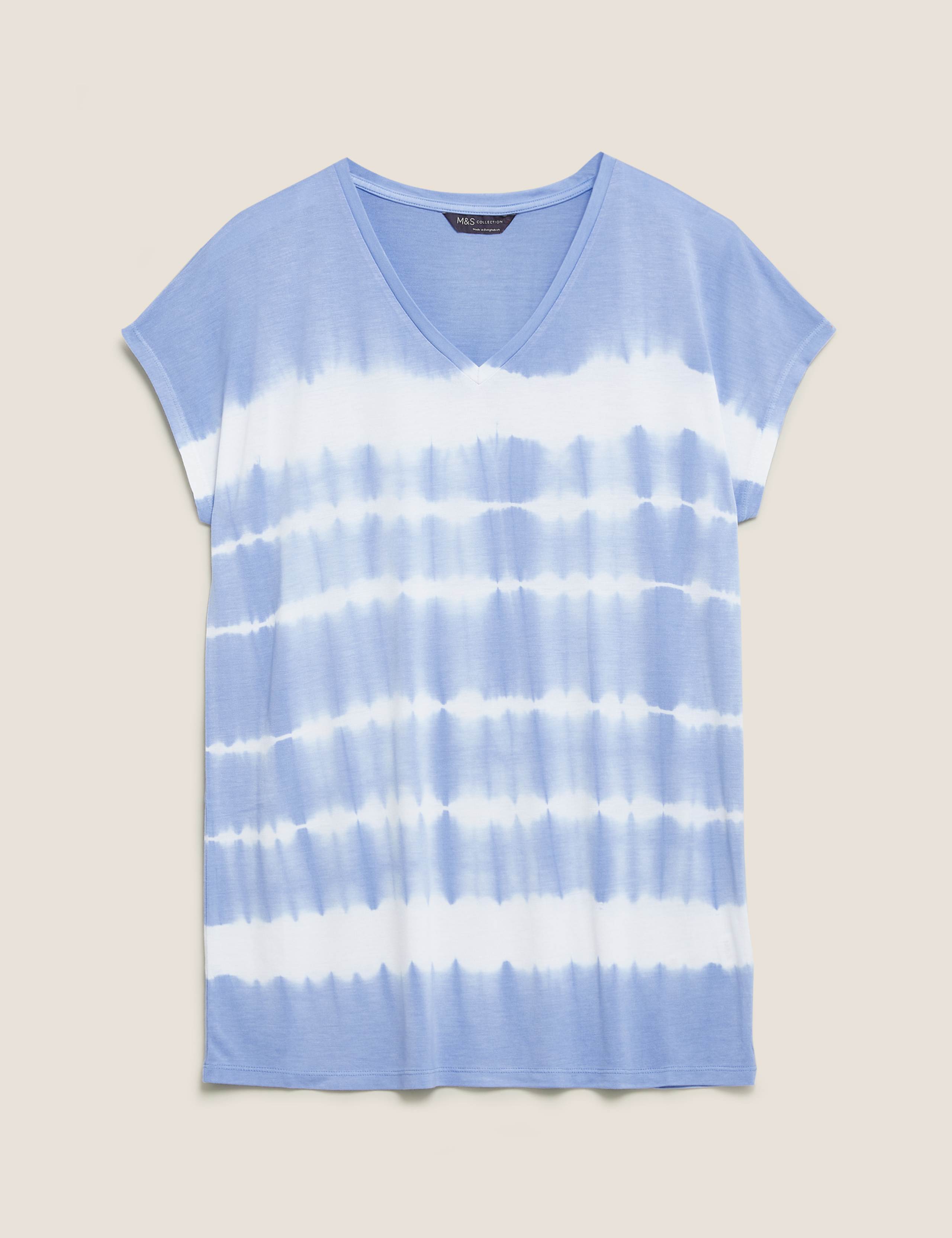 Tie-Dye V-Neck Relaxed Longline T-Shirt 2 of 4