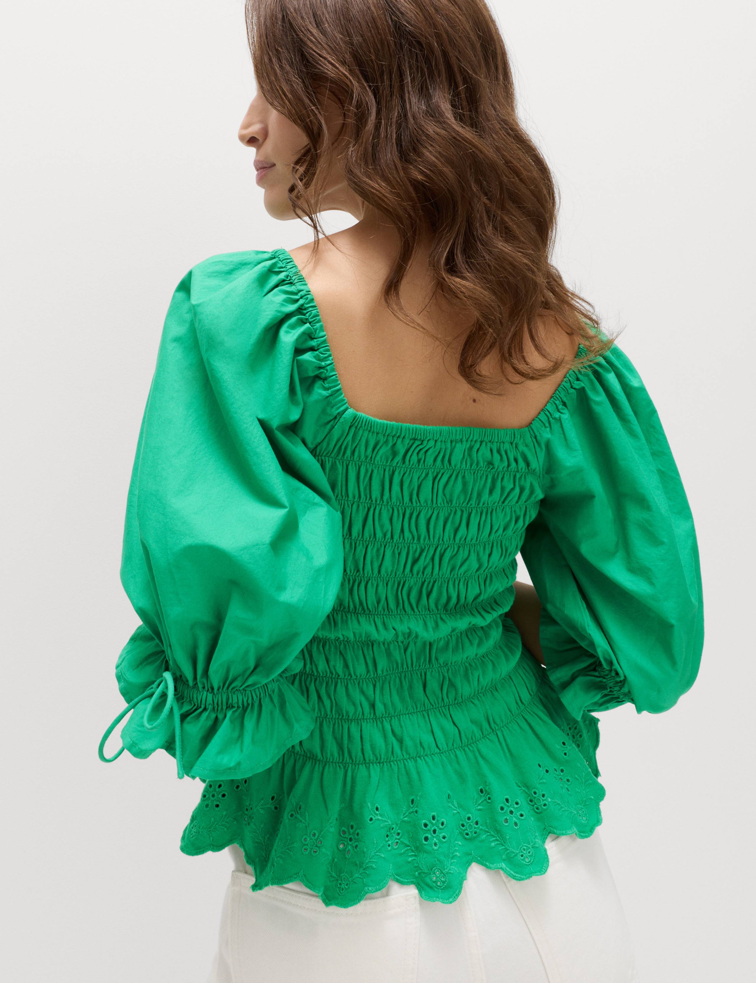 Pure Cotton Shirred Puff Sleeve Top 3 of 5