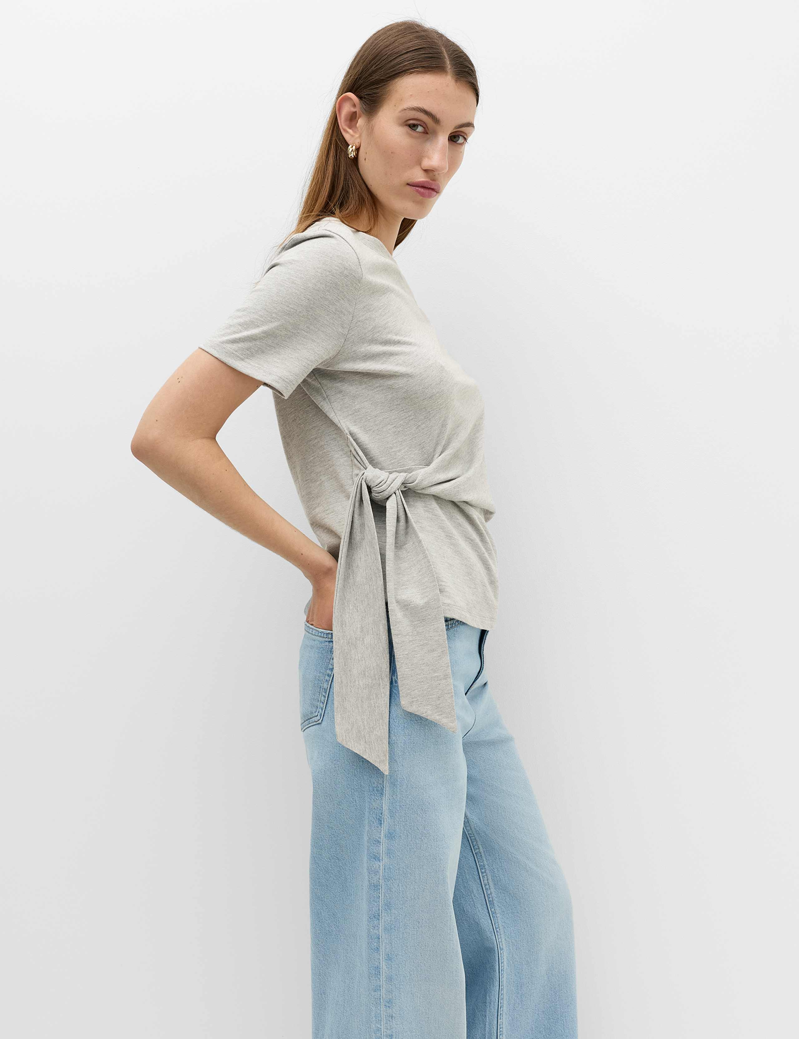 Pure Cotton Tie Waist T-Shirt 6 of 6