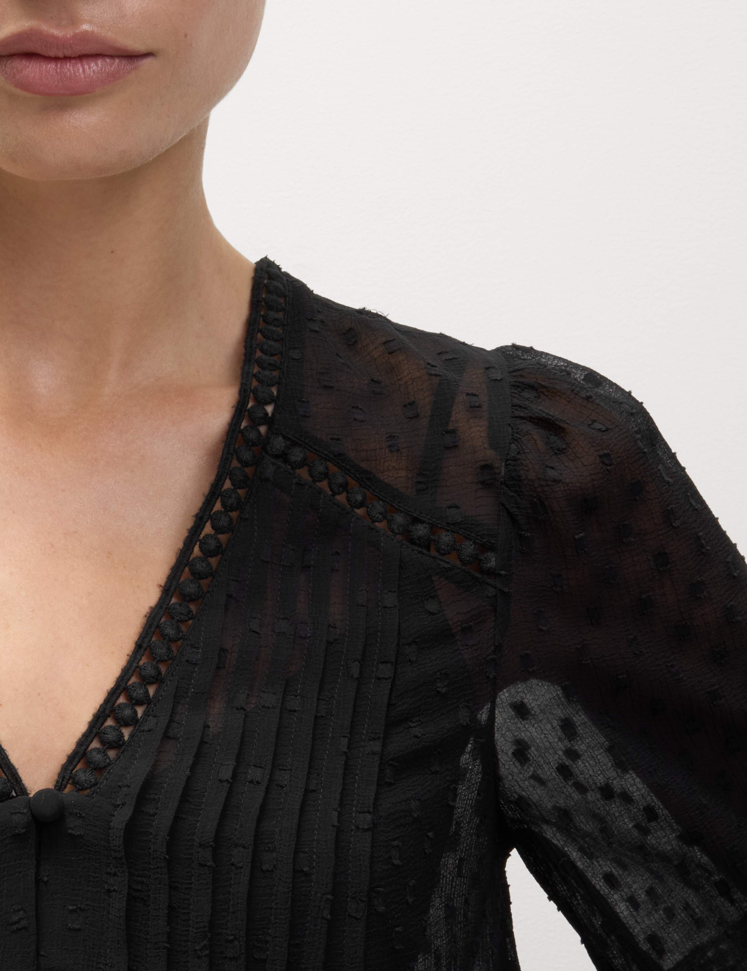 Dobby Textured V-Neck Long Sleeve Blouse 5 of 6