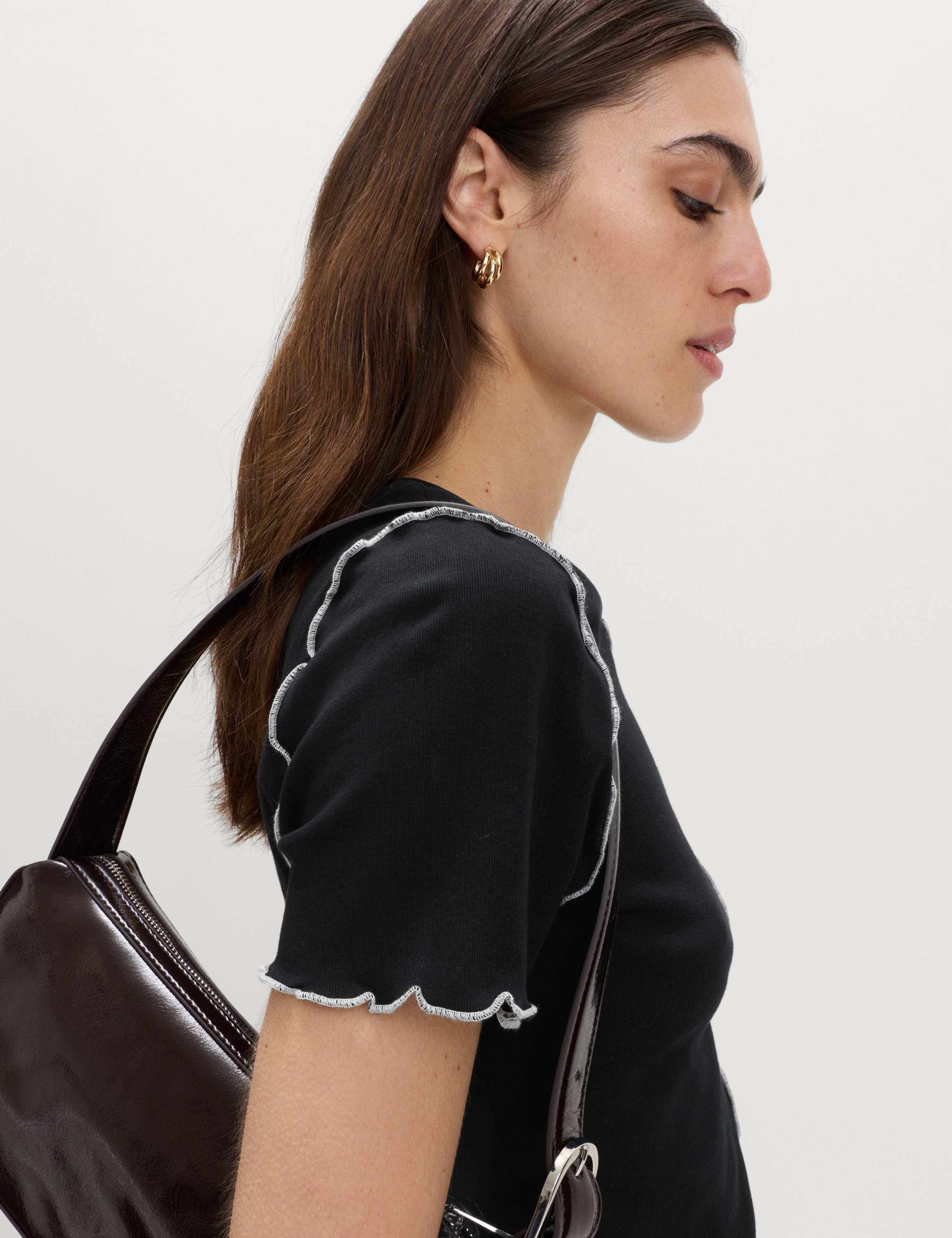 Pure Cotton Contrast Seam T-Shirt 3 of 4