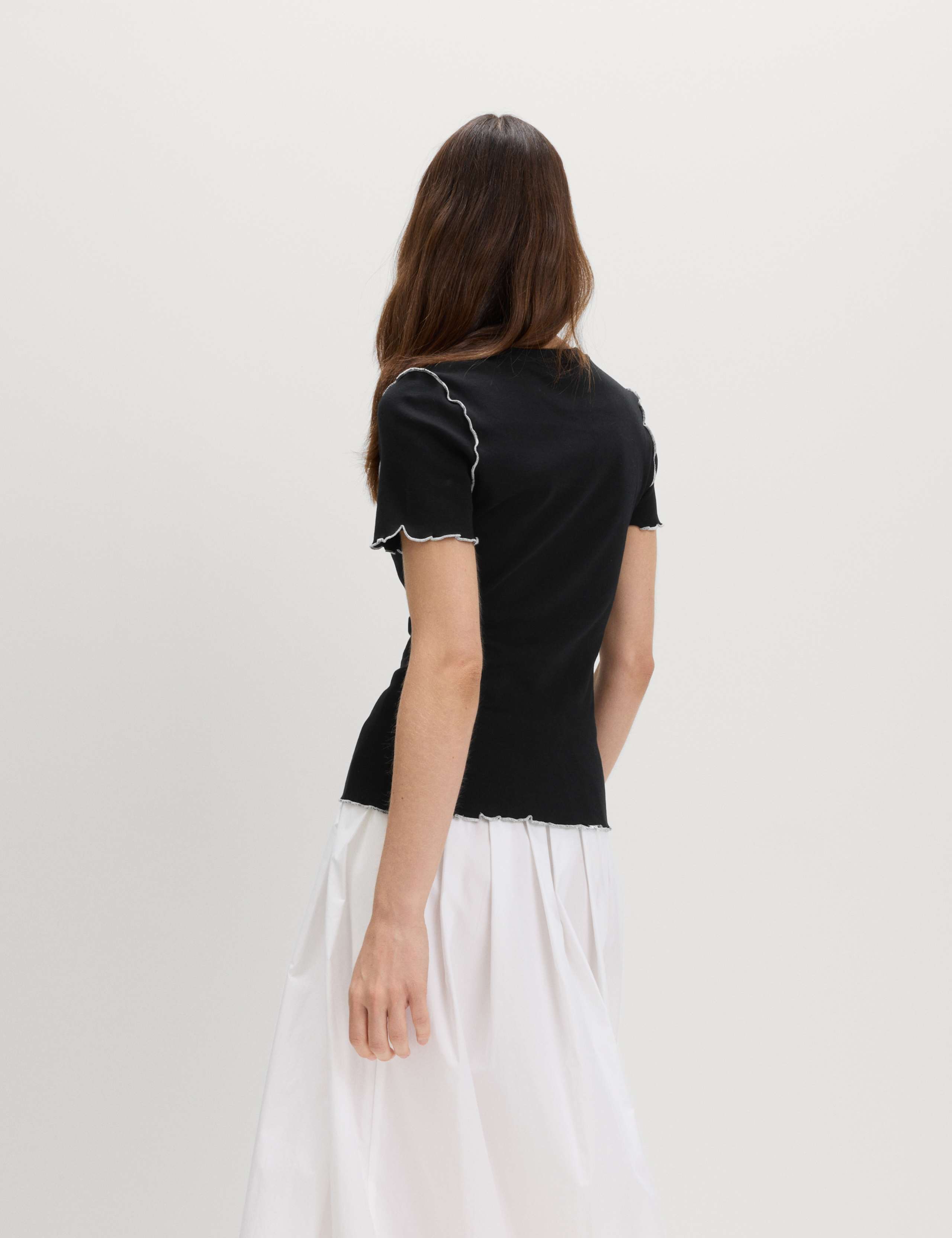 Pure Cotton Contrast Seam T-Shirt 4 of 4