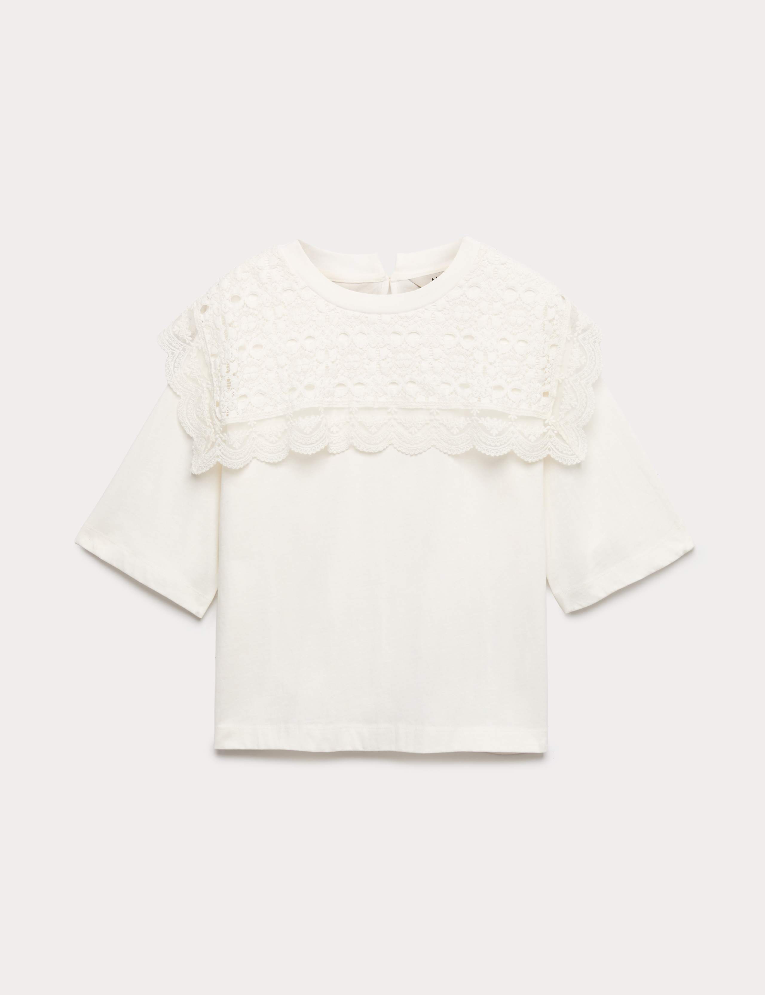 Pure Cotton Lace Bib T-Shirt 2 of 5