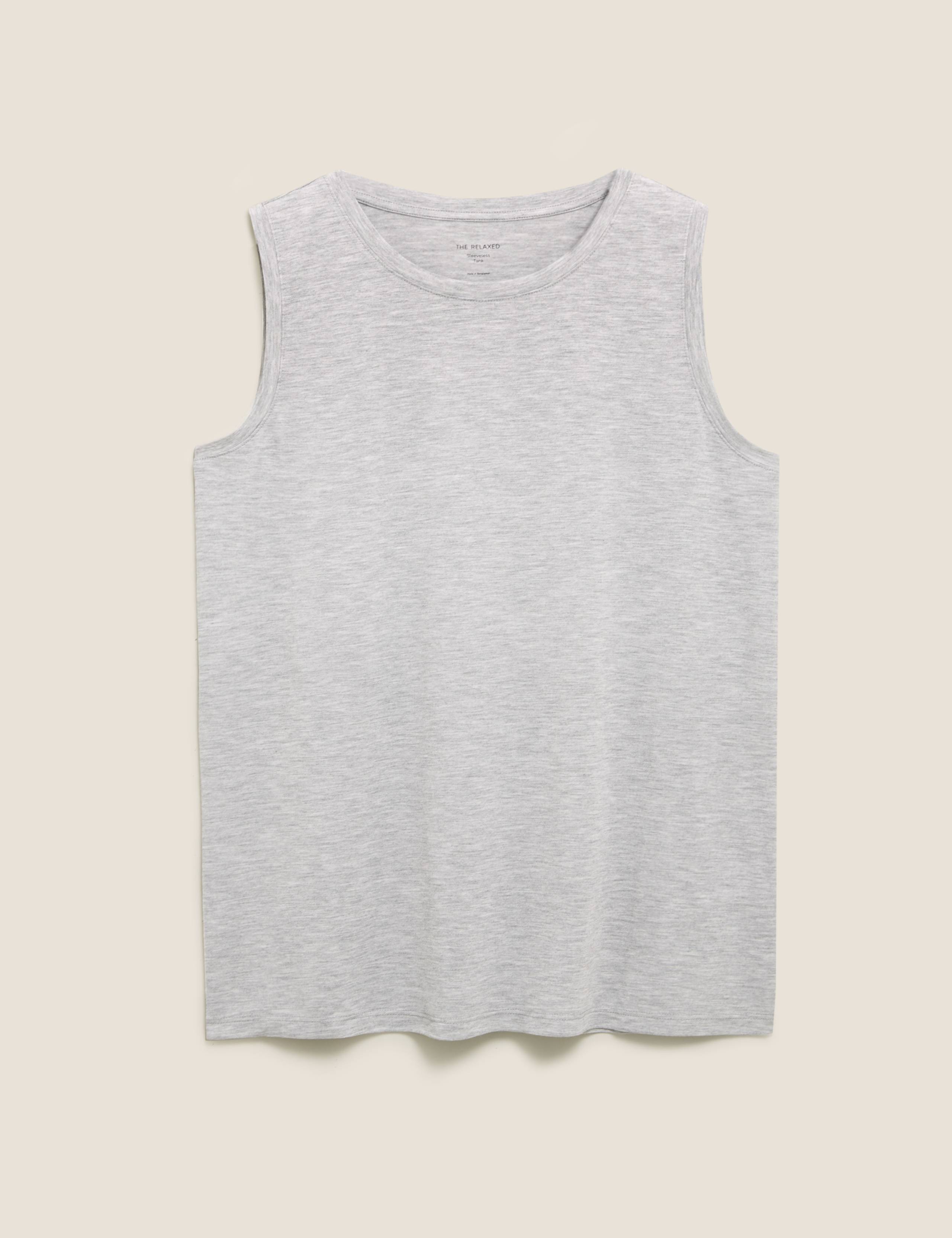 Crew Neck Relaxed Sleeveless Tank Top 2 of 5