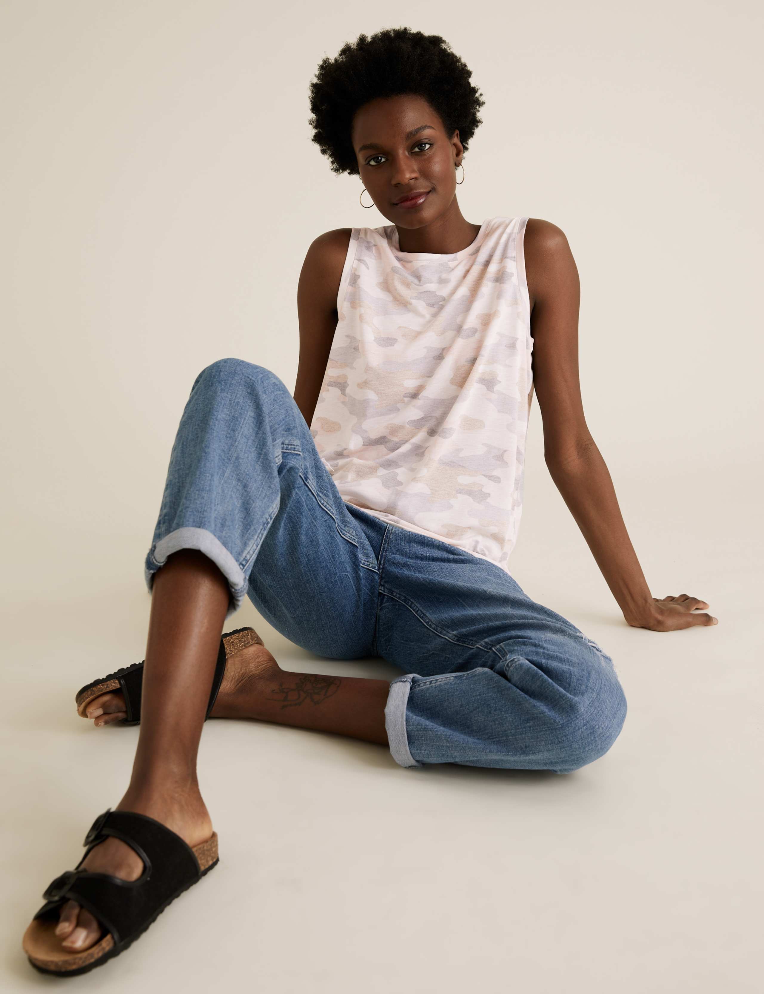 Camouflage Crew Neck Relaxed Tank Top 1 of 5