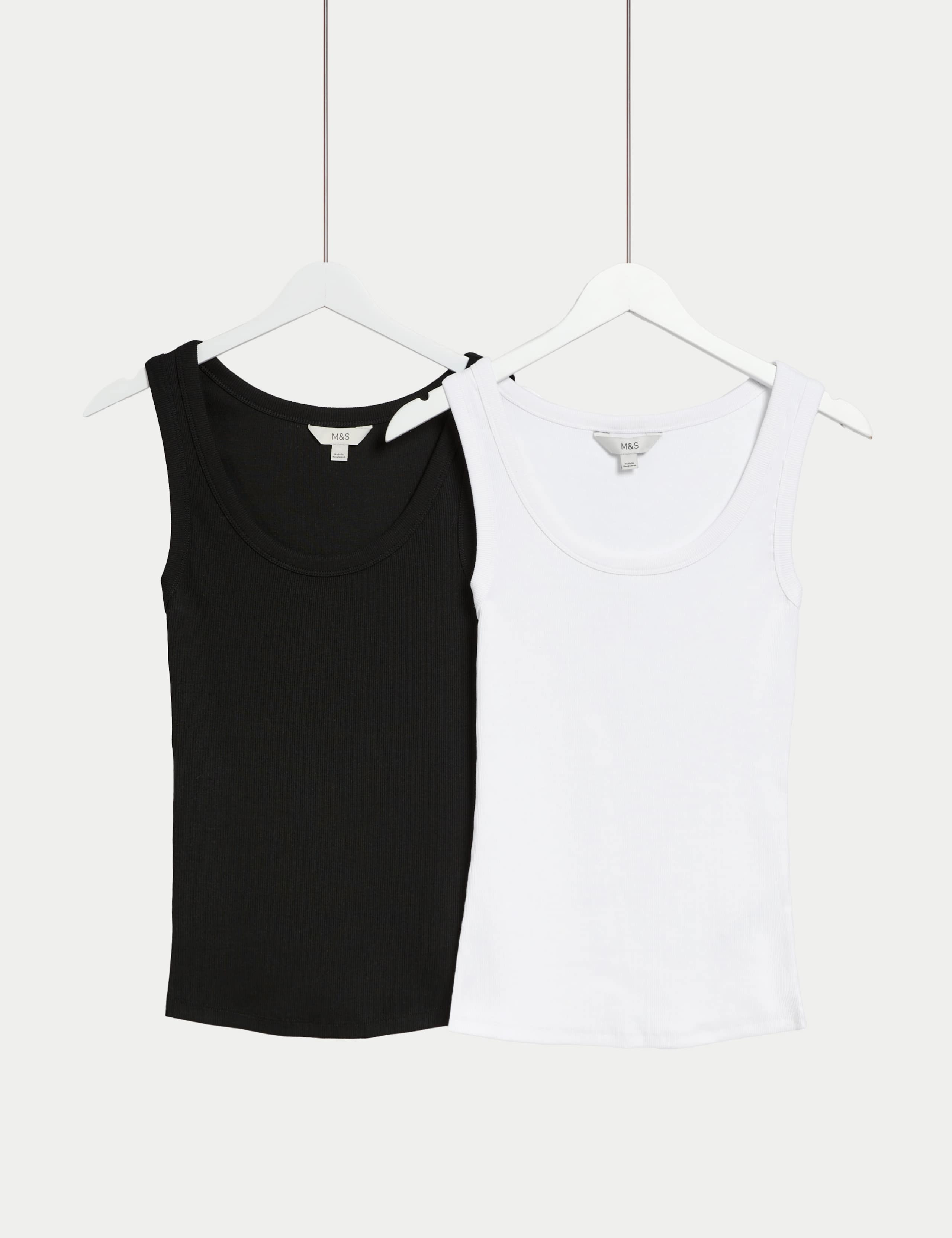 2pk Cotton Rich Ribbed Vests 1 of 6